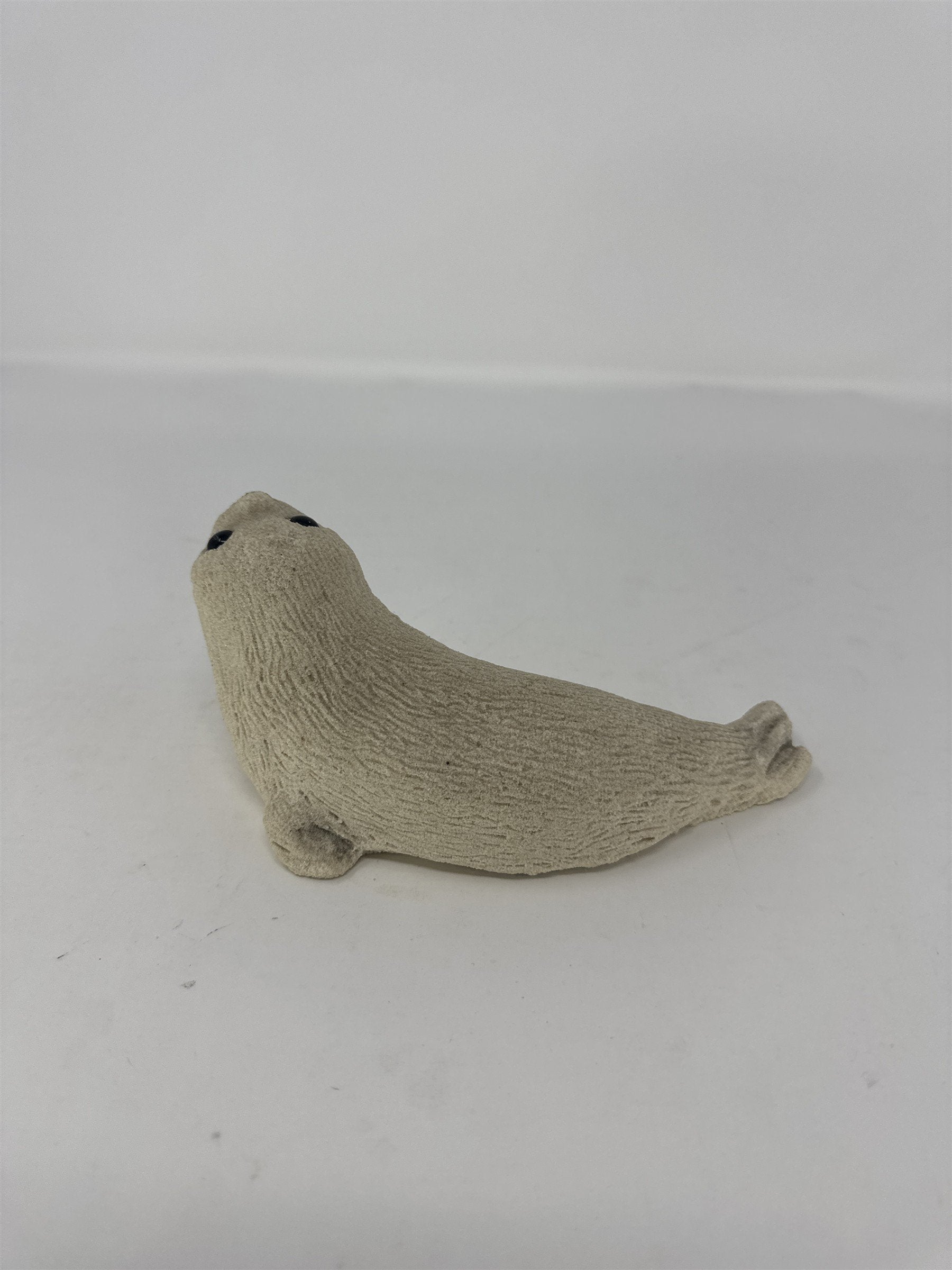 Vintage Sandstone Baby Seal Figurine 6" Textured Stone Look Sea Life Decor Vtg