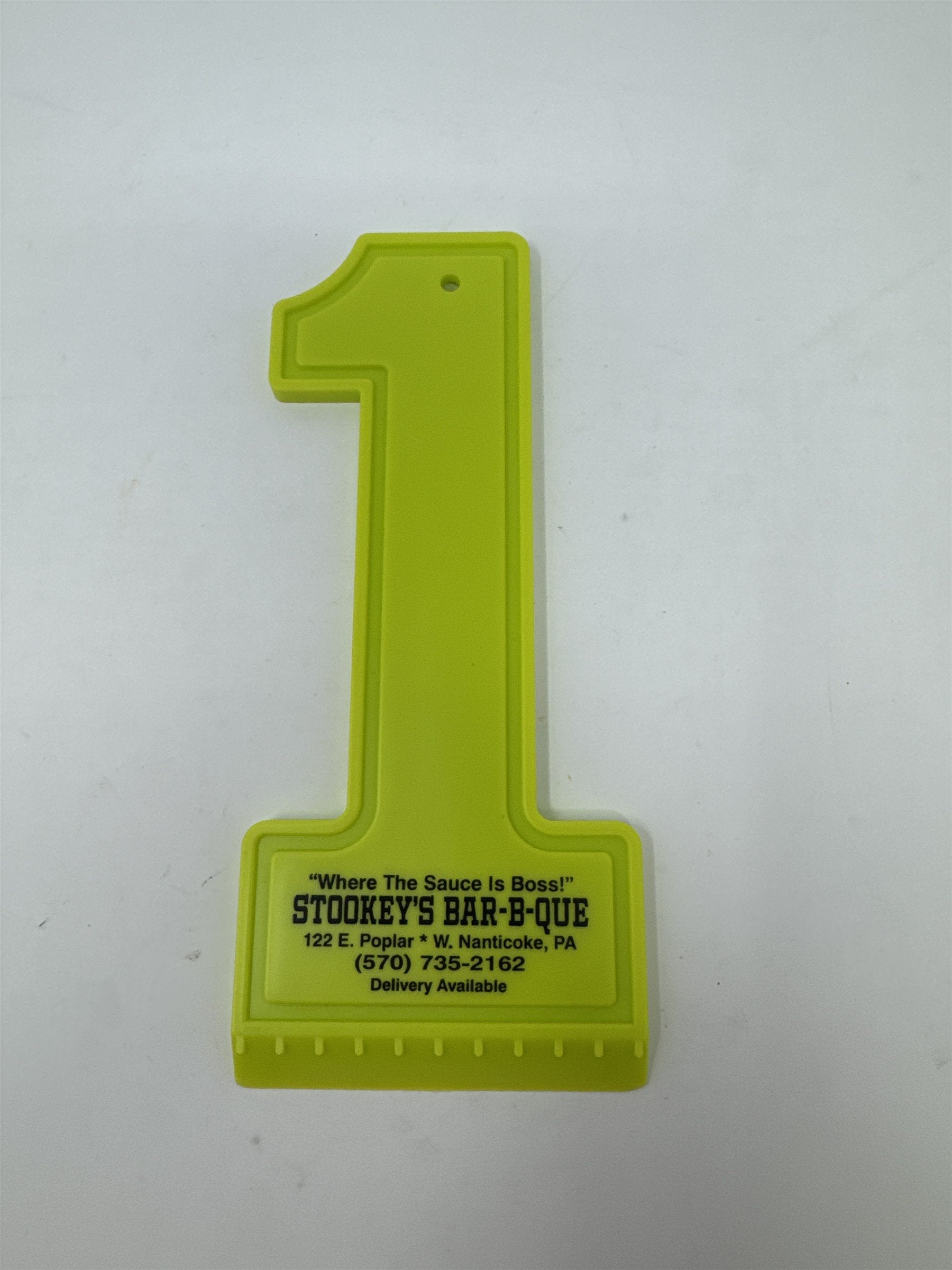 Stookey's Bar-B-Que Nanticoke PA Vintage Promo Ice Scraper Neon Yellow Number 1