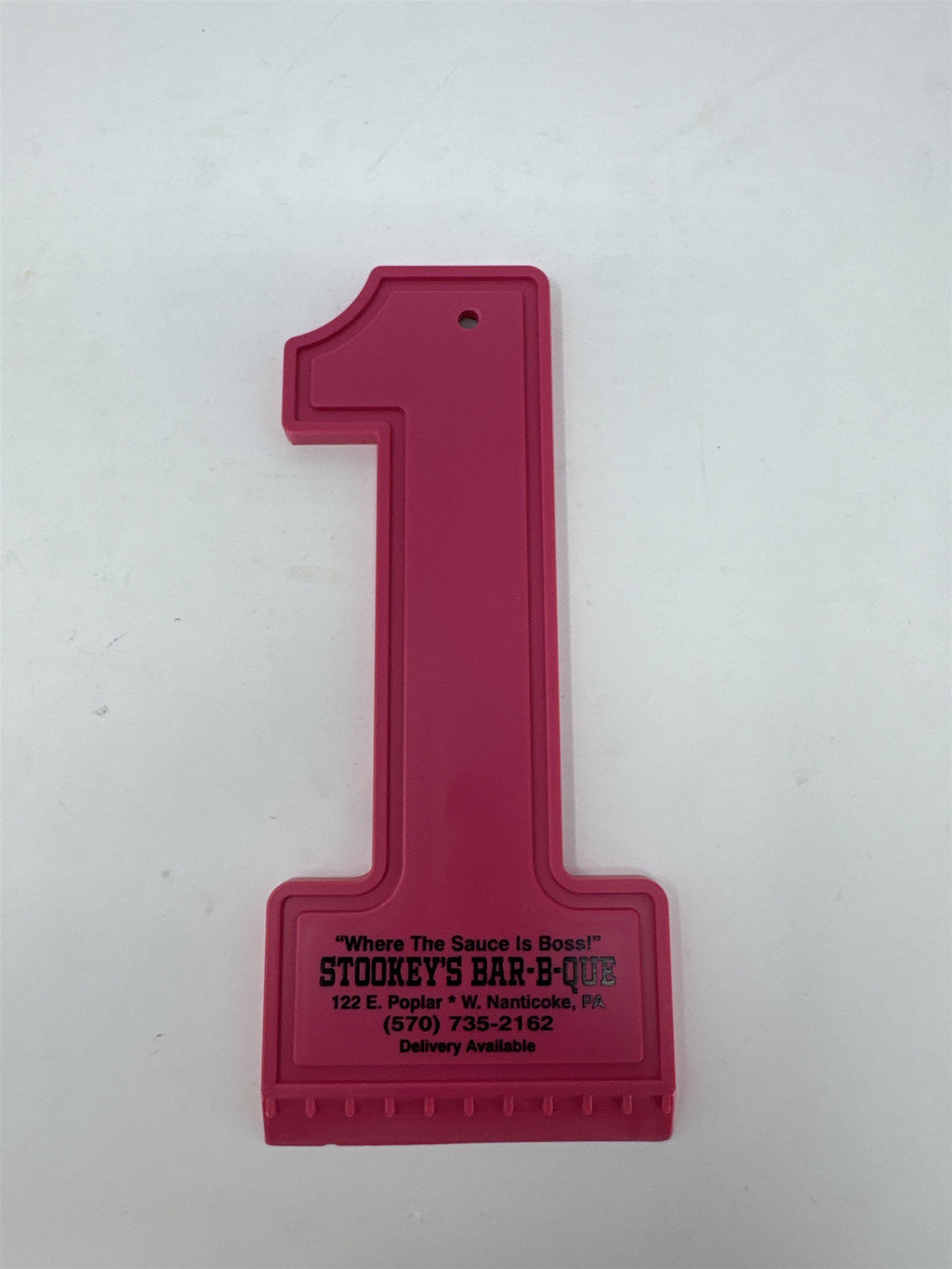 Stookey's Bar-B-Que Nanticoke PA Vintage Promo Ice Scraper Neon Pink Number 1
