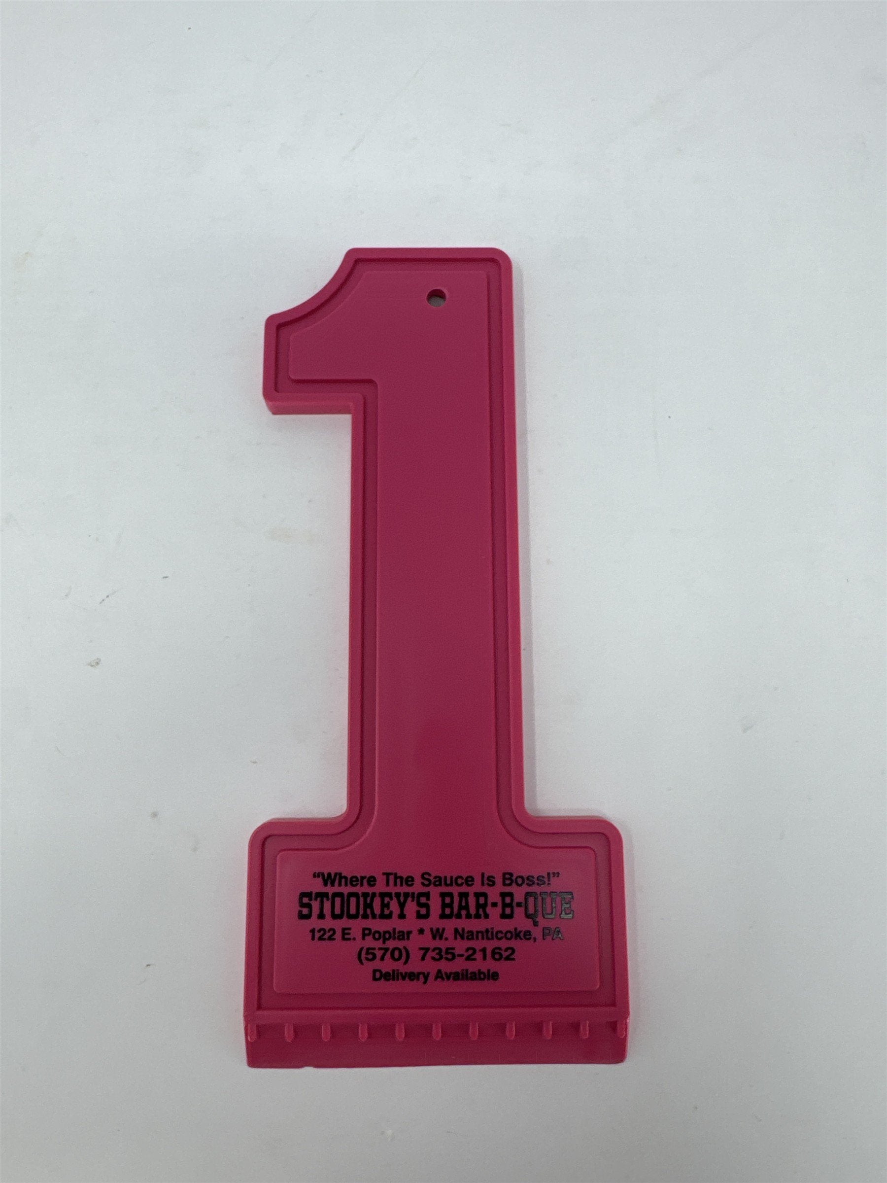 Stookey's Bar-B-Que Nanticoke PA Vintage Promo Ice Scraper Neon Pink Number 1
