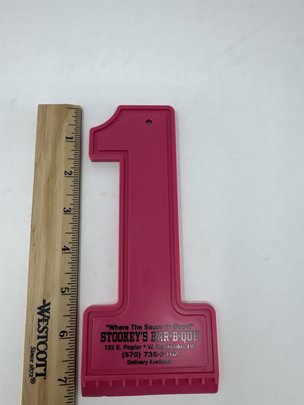 Stookey's Bar-B-Que Nanticoke PA Vintage Promo Ice Scraper Neon Pink Number 1