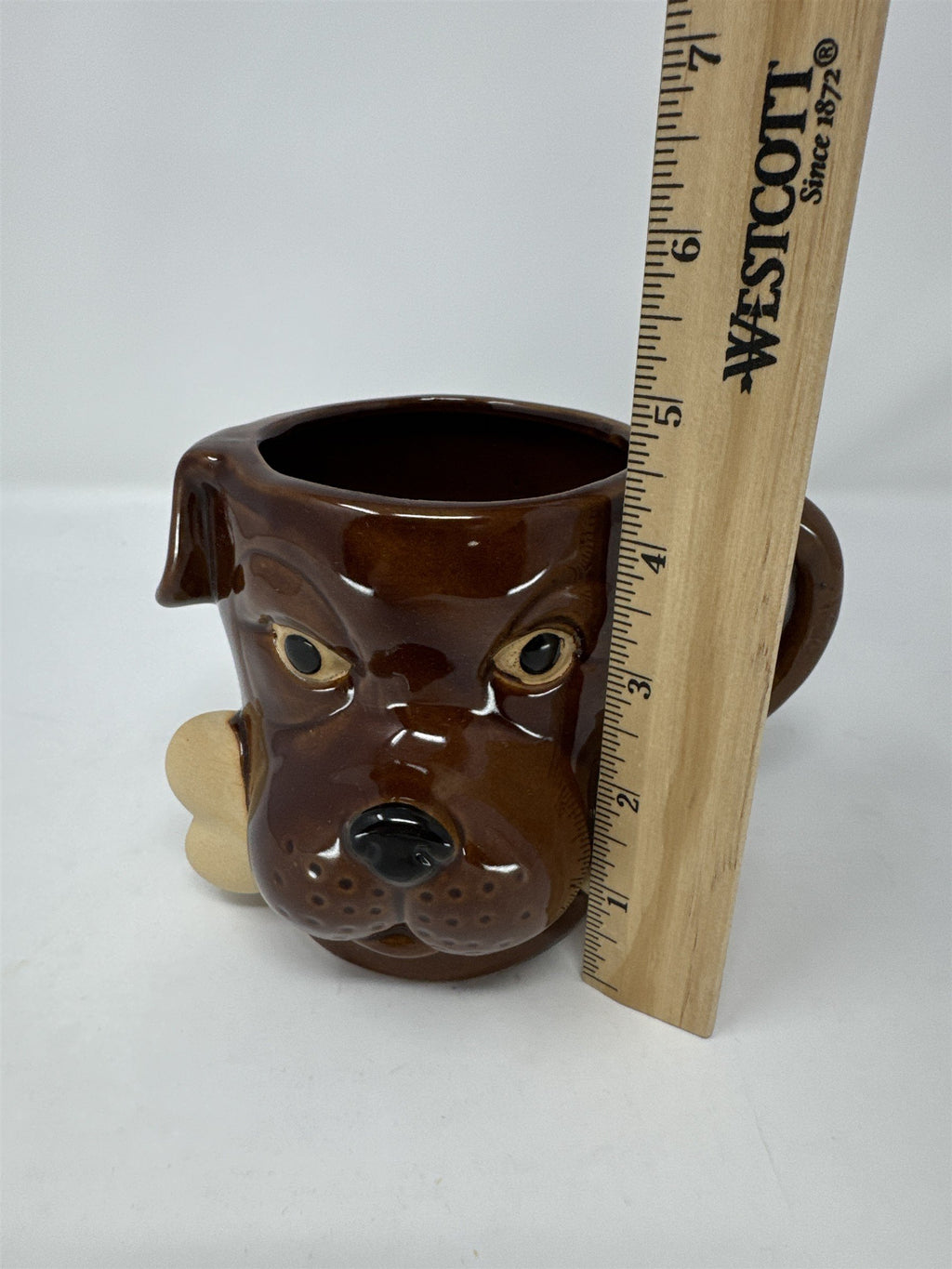 Boston Warehouse Chocolate Lab Dog Mug 18oz 3D Sculpted Ceramic Bone Woof Brown