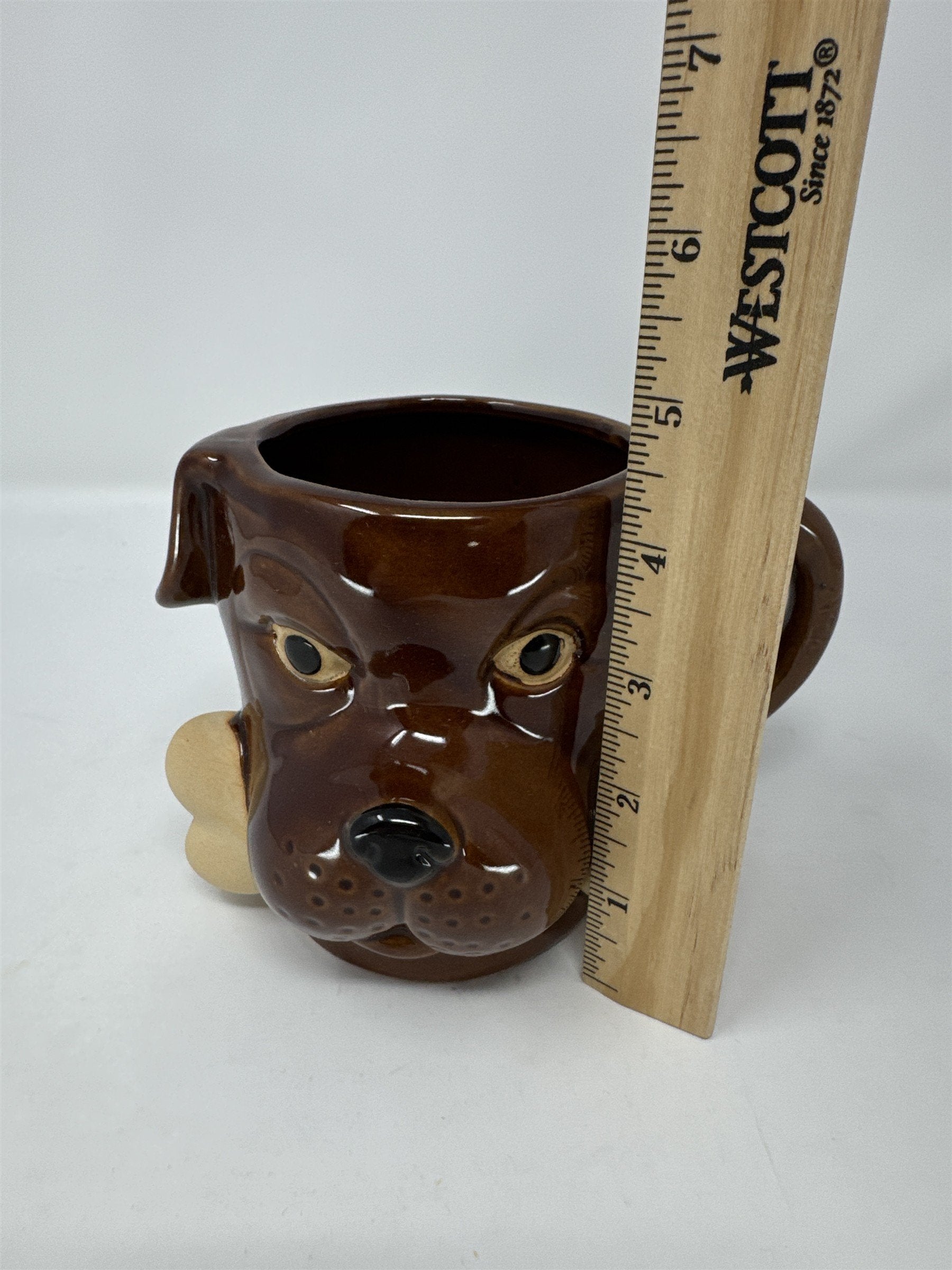 Boston Warehouse Chocolate Lab Dog Mug 18oz 3D Sculpted Ceramic Bone Woof Brown