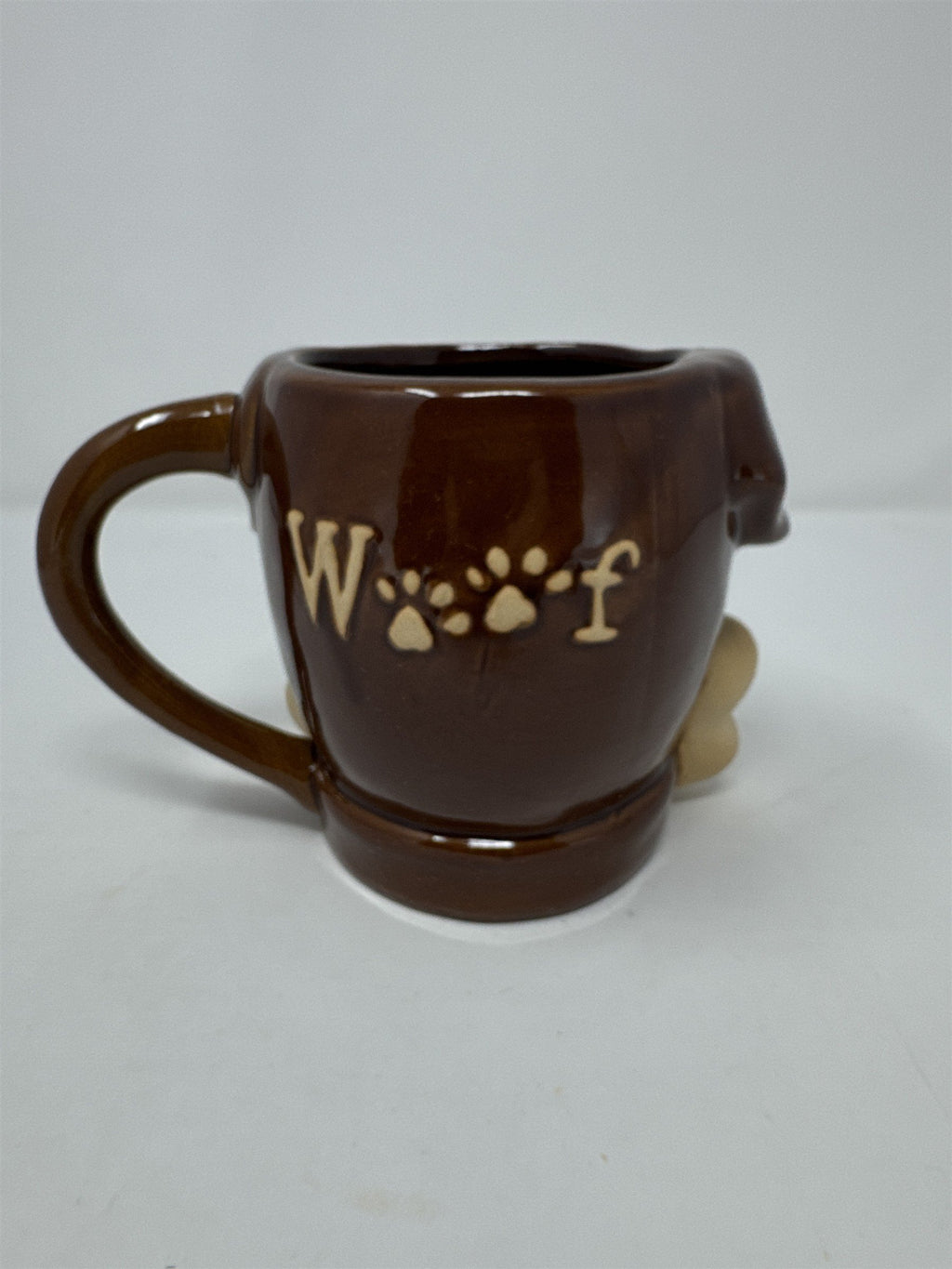 Boston Warehouse Chocolate Lab Dog Mug 18oz 3D Sculpted Ceramic Bone Woof Brown