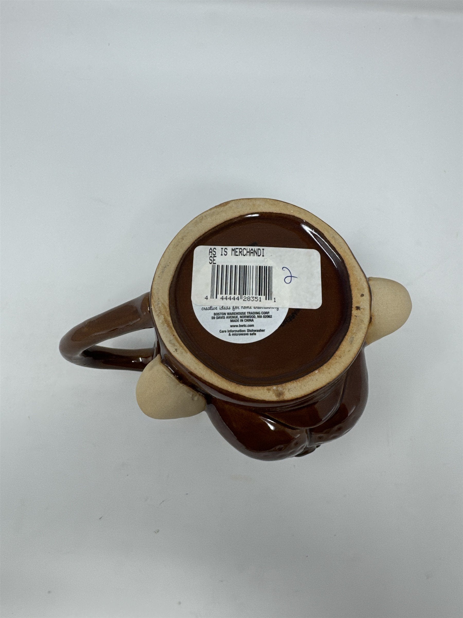 Boston Warehouse Chocolate Lab Dog Mug 18oz 3D Sculpted Ceramic Bone Woof Brown