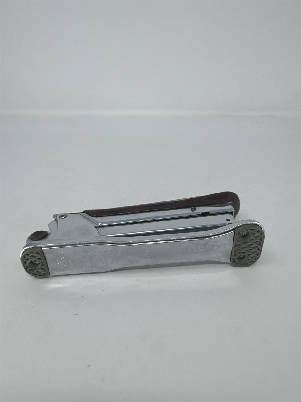 Vtg Aceliner Model 502 Stapler Brown Marble Bakelite Top Chrome Made in USA