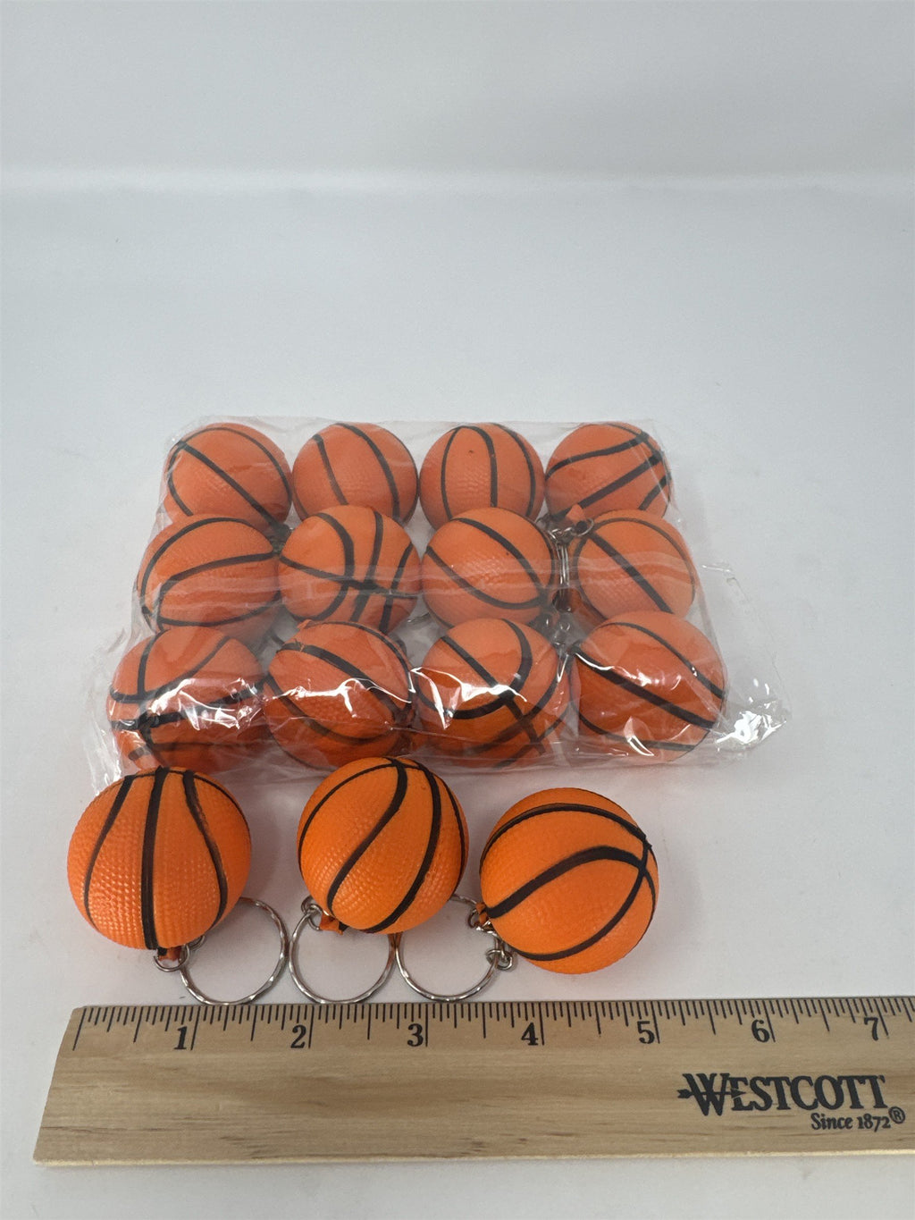 Lot 15 Mini Basketball Keychains Foam Stress Ball Sports Party Favors Prizes