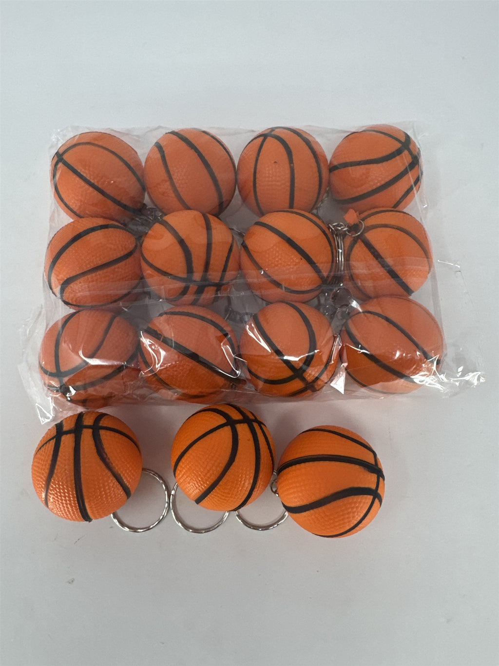 Lot 15 Mini Basketball Keychains Foam Stress Ball Sports Party Favors Prizes