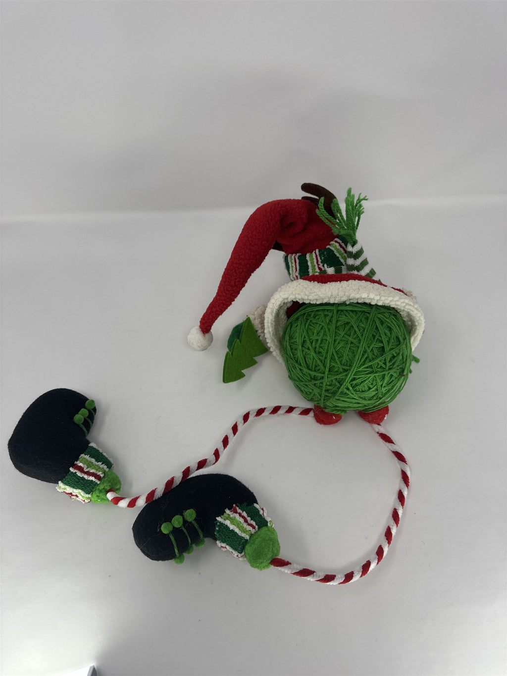 Reindeer Shelf Sitter Christmas Decor Yarn Ball Body Dangling Rope Legs