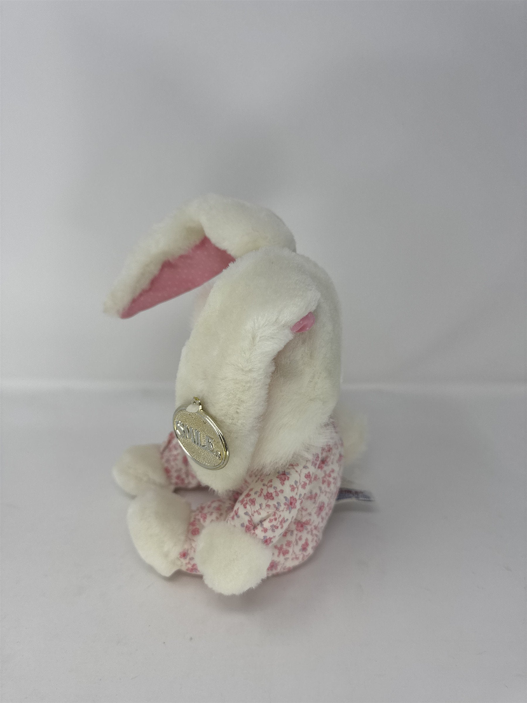 Vtg 1990 Smile International Bunny Plush White Rabbit Floral Quilt Pajamas