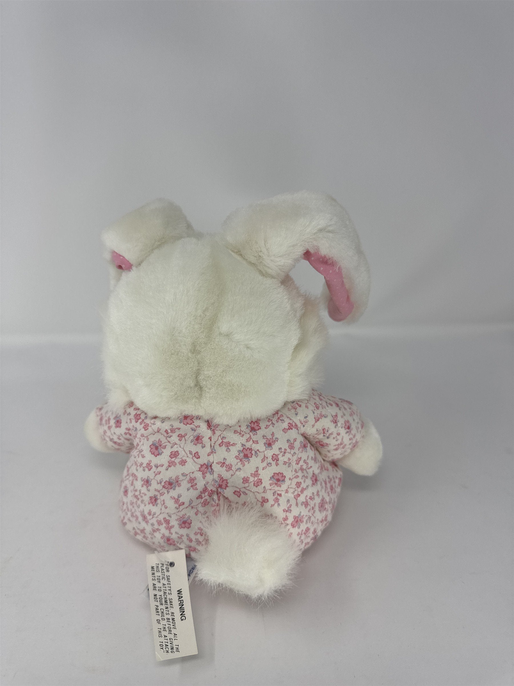 Vtg 1990 Smile International Bunny Plush White Rabbit Floral Quilt Pajamas