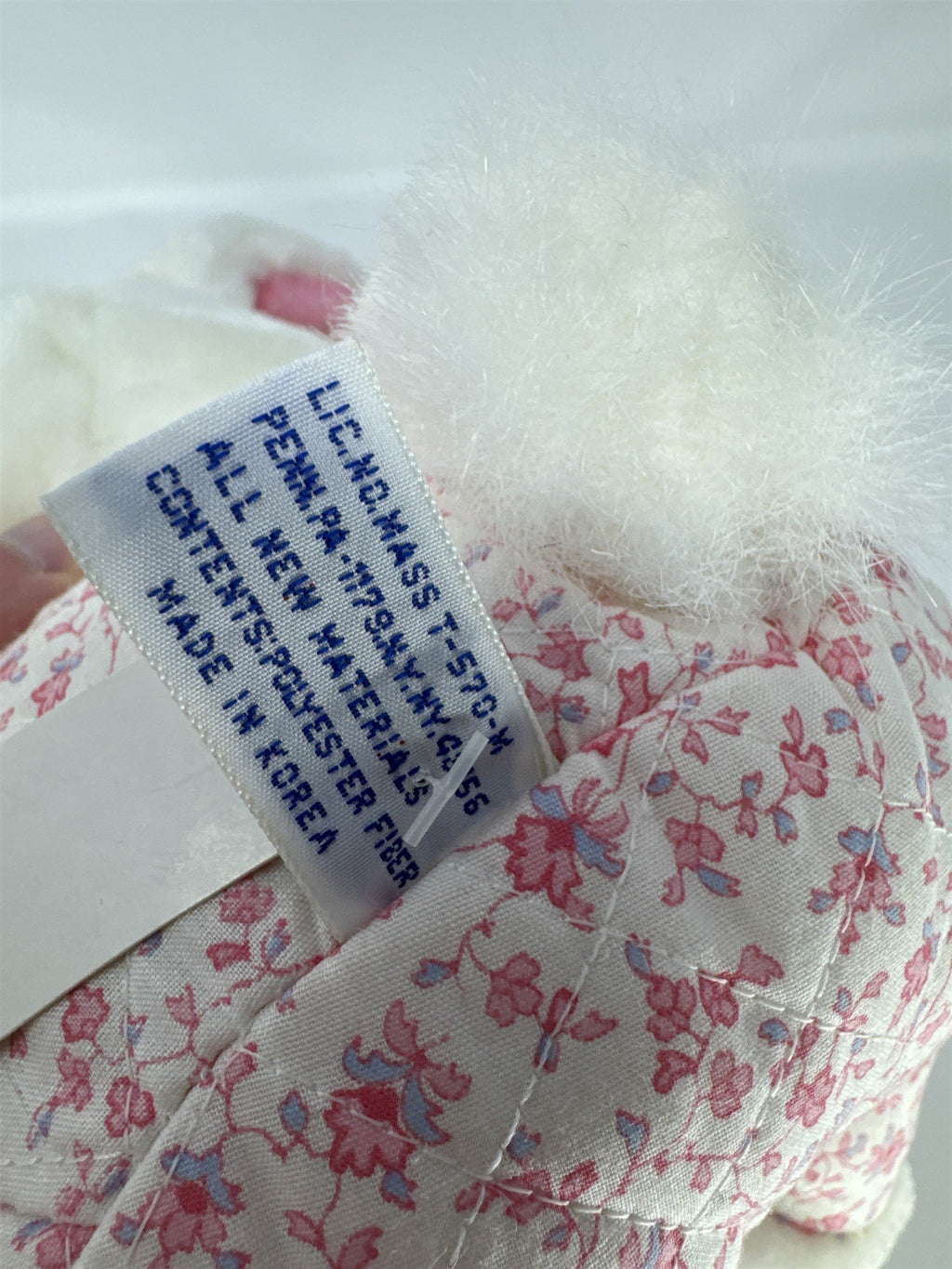 Vtg 1990 Smile International Bunny Plush White Rabbit Floral Quilt Pajamas