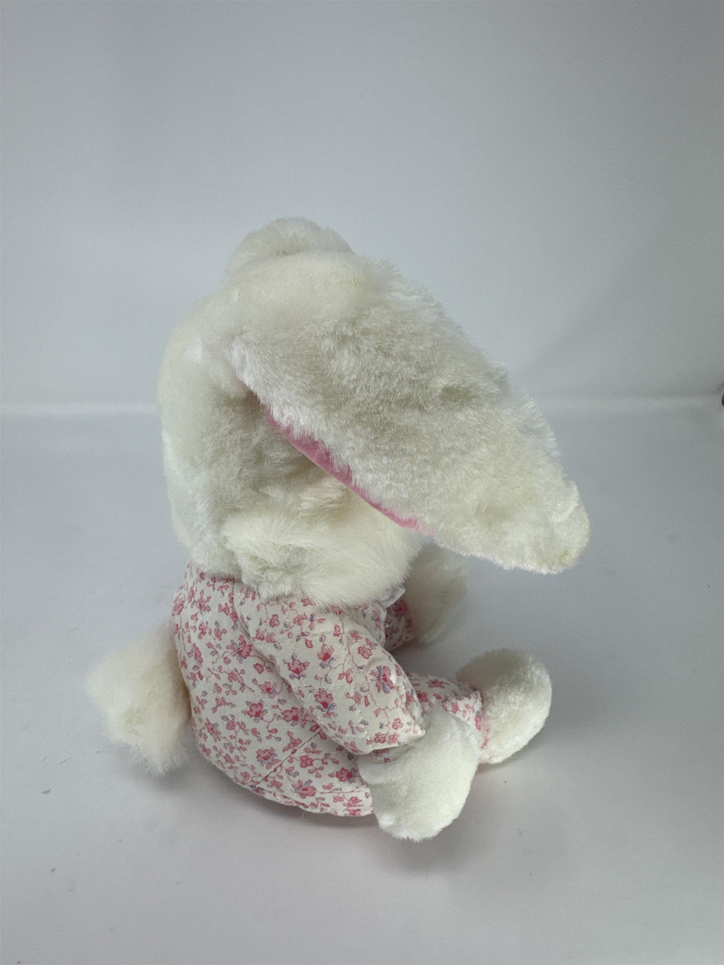Vtg 1990 Smile International Bunny Plush White Rabbit Floral Quilt Pajamas