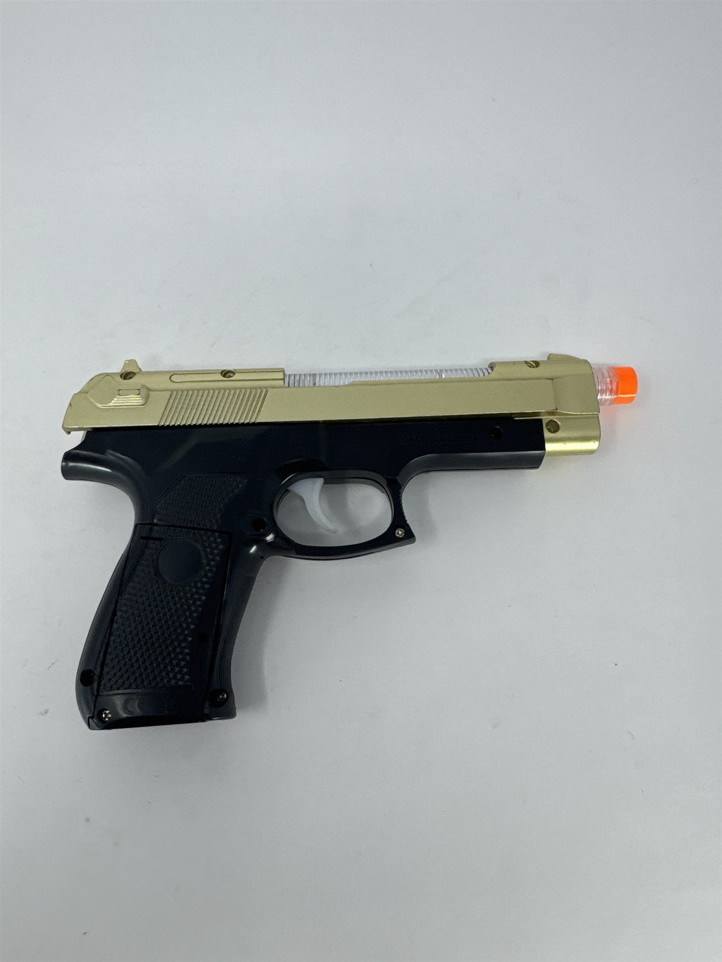 Light Up Toy Pistol Black Gold Plastic Gun Sound Effects Costume Prop Vtg WORKS