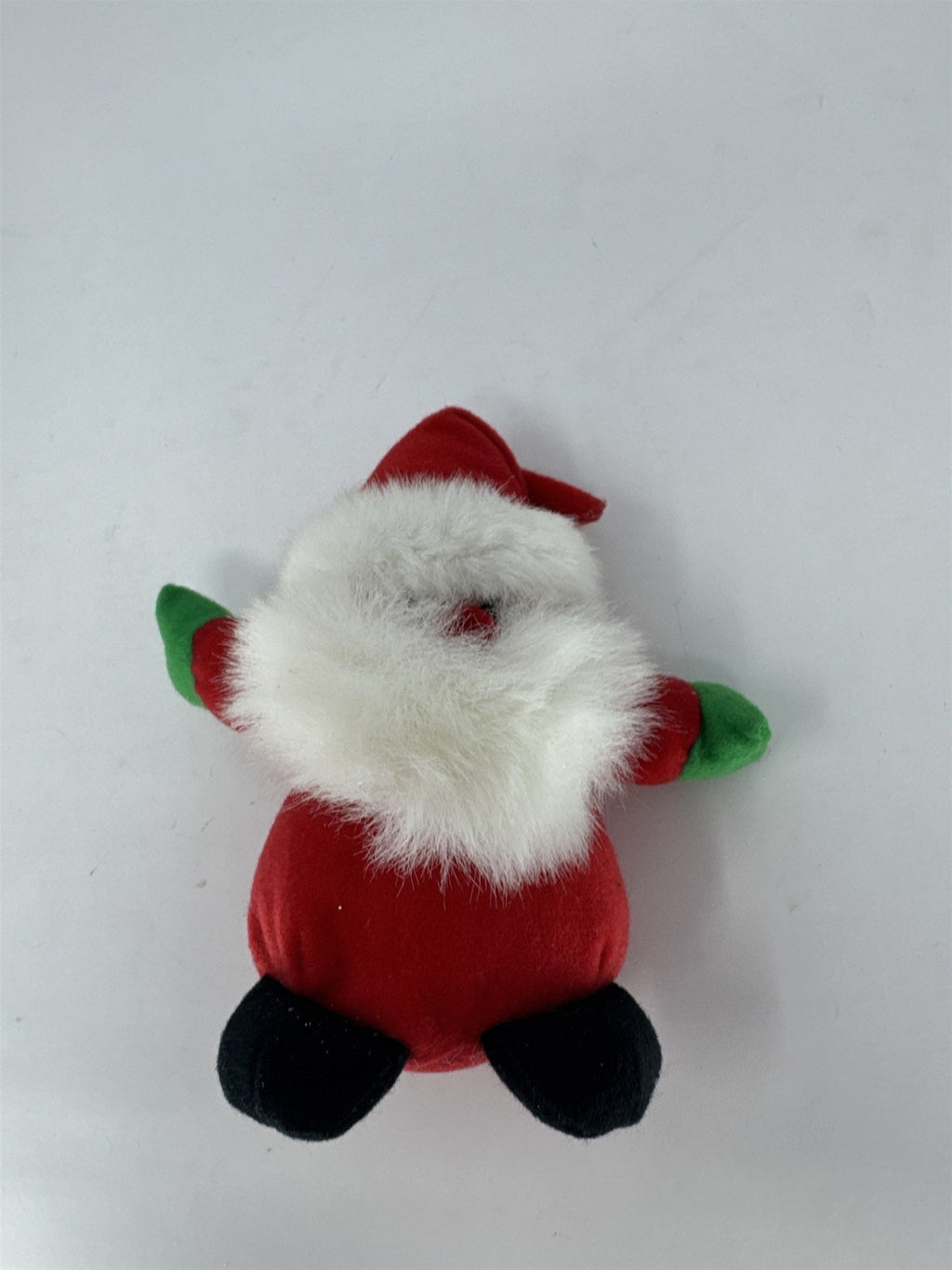 Vintage Mini Santa Claus Plush Christmas Ornament Red Velvet Green Mittens