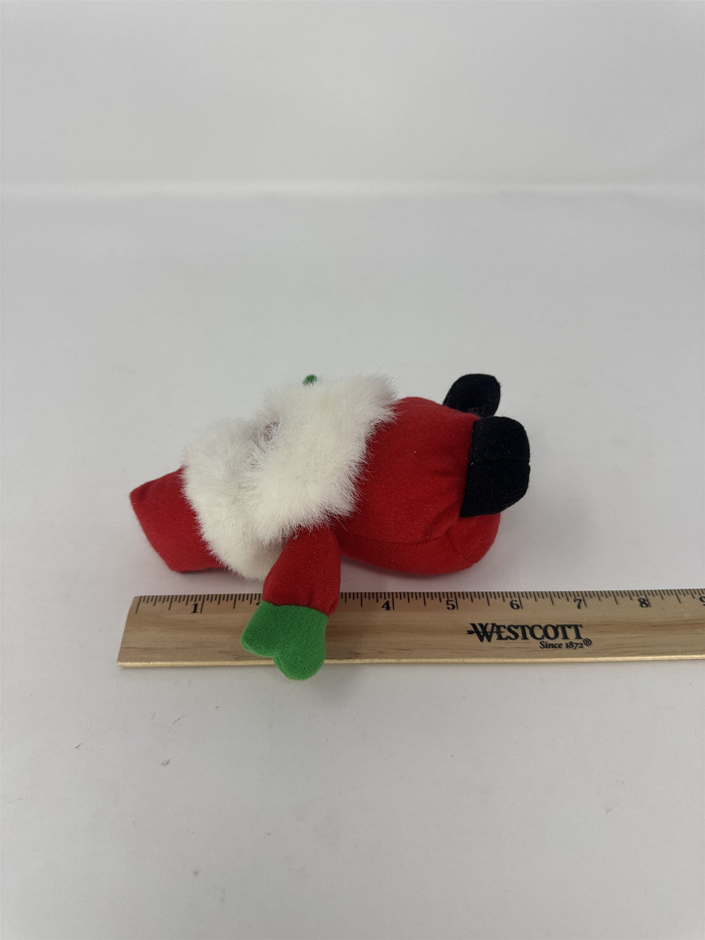 Vintage Mini Santa Claus Plush Christmas Ornament Red Velvet Green Mittens