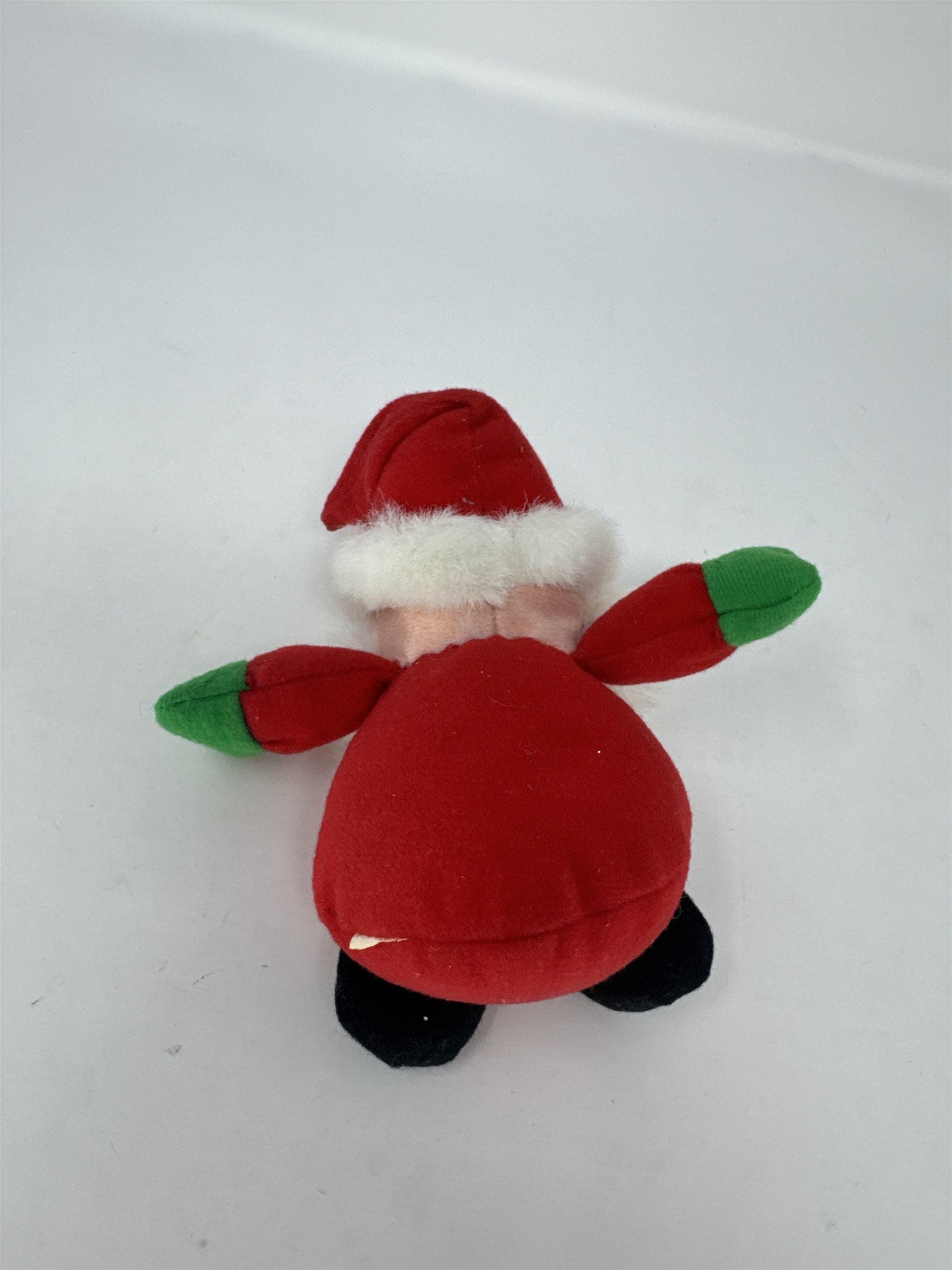 Vintage Mini Santa Claus Plush Christmas Ornament Red Velvet Green Mittens