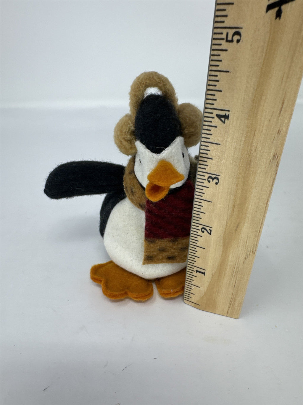 Vintage Penguin Beanie Ornament Boiled Wool Felt Earmuffs Scarf