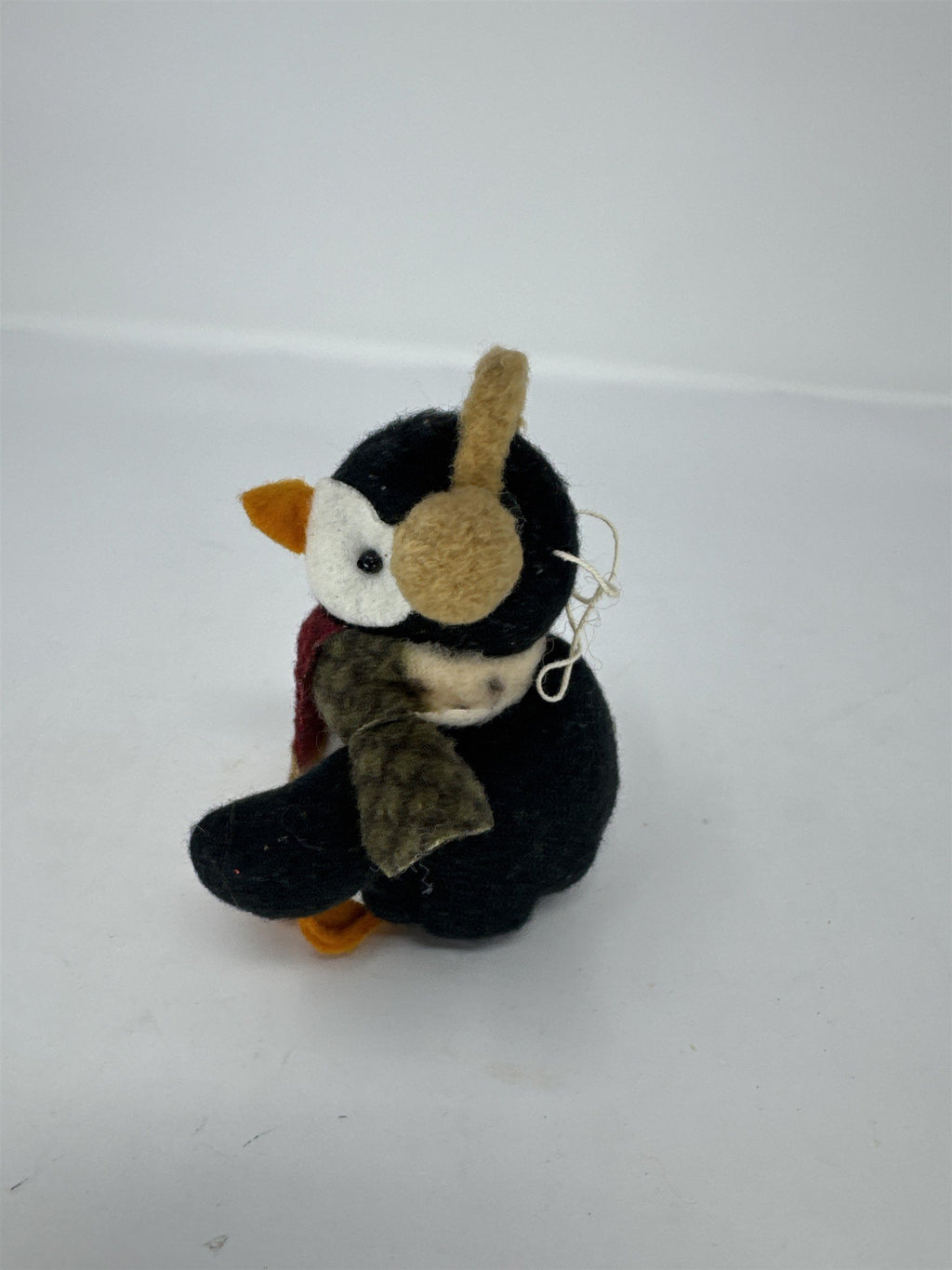 Vintage Penguin Beanie Ornament Boiled Wool Felt Earmuffs Scarf