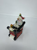 Vtg Christmas Snowman Sleigh Hinged Trinket Box Hand Painted