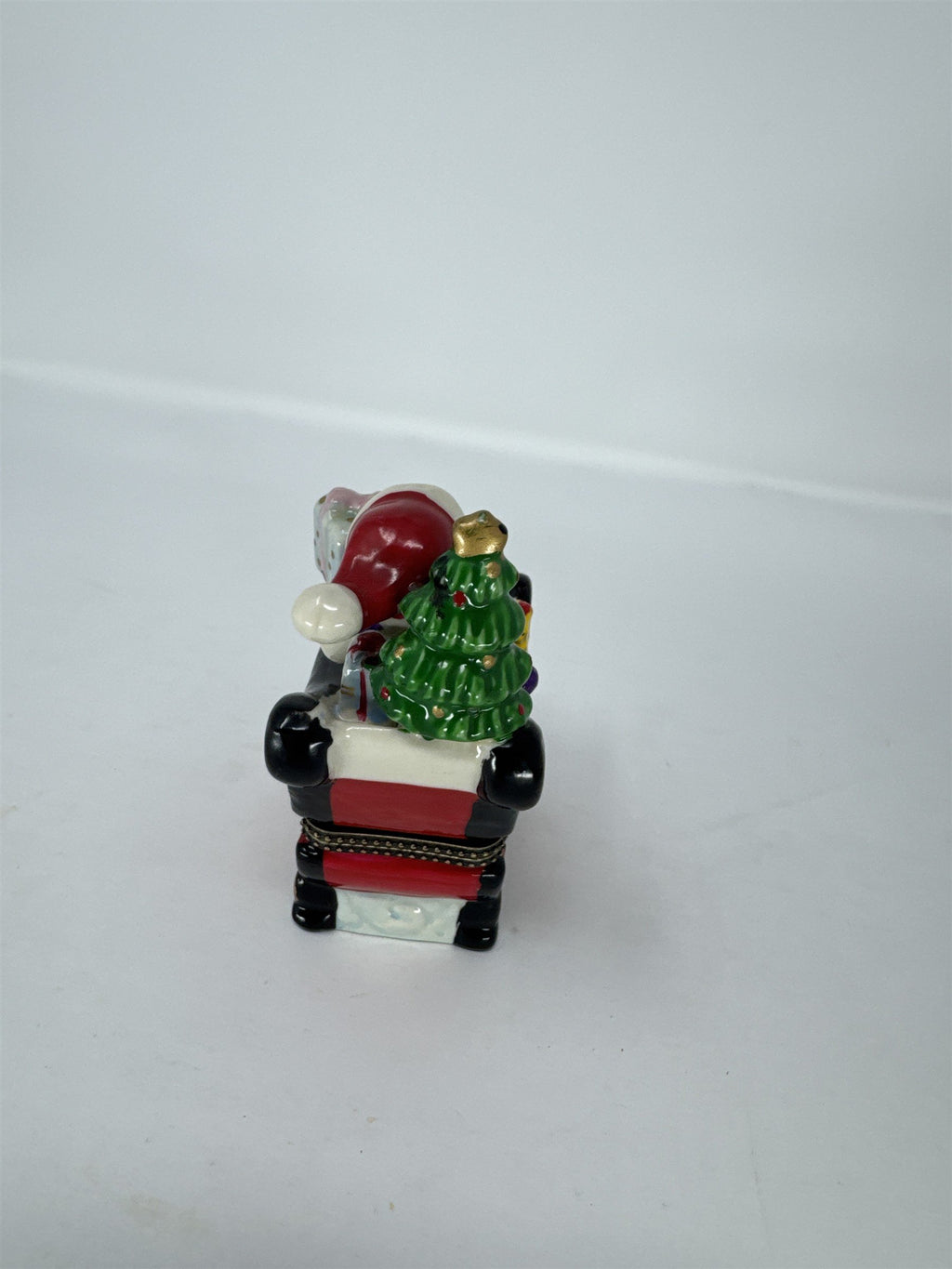 Vtg Christmas Snowman Sleigh Hinged Trinket Box Hand Painted