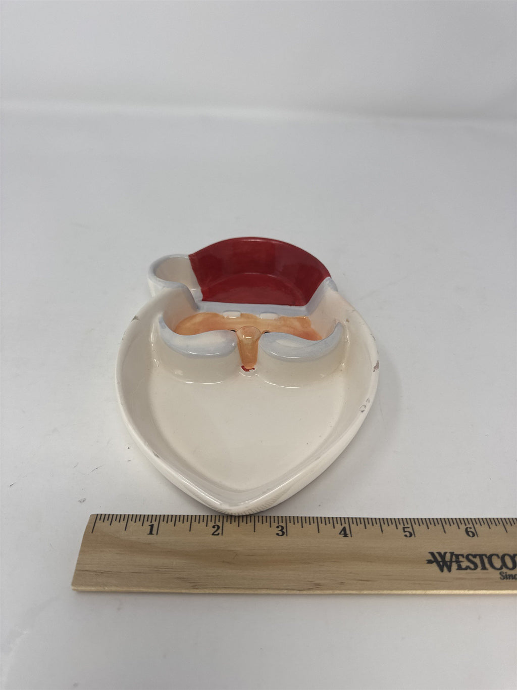 Vtg Atico Santa Claus Ceramic Candy Dish Heart Shaped Christmas Candy Dish