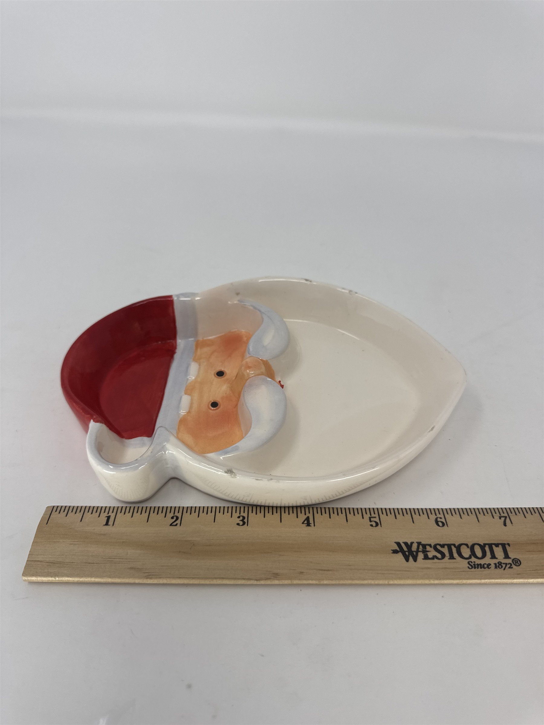 Vtg Atico Santa Claus Ceramic Candy Dish Heart Shaped Christmas Candy Dish