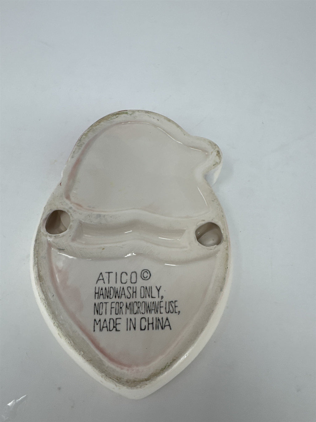 Vtg Atico Santa Claus Ceramic Candy Dish Heart Shaped Christmas Candy Dish