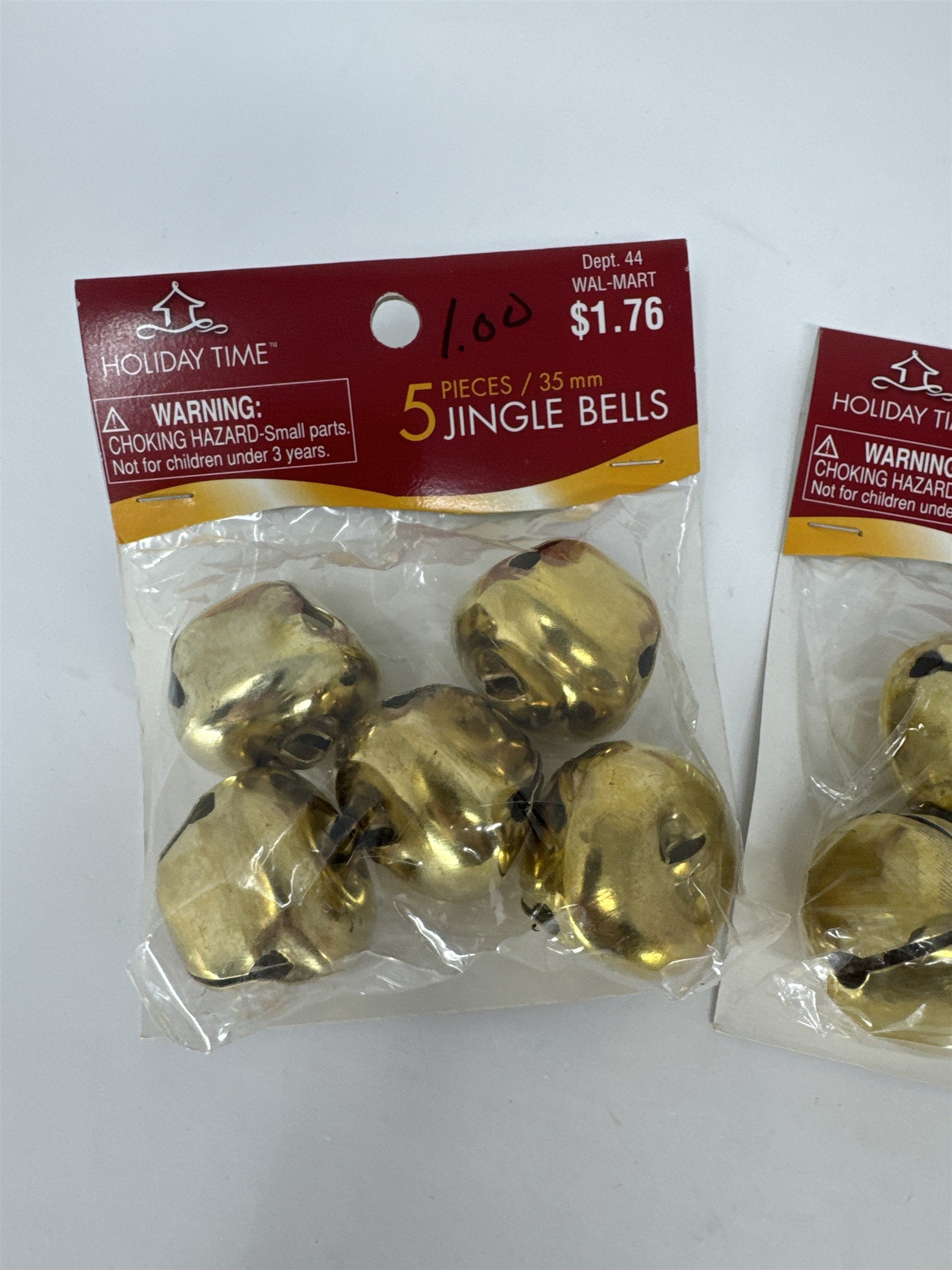 Vtg Gold Jingle Bells Lot 3 Packs Holiday Time Fibre Craft Various Sizes Vintage