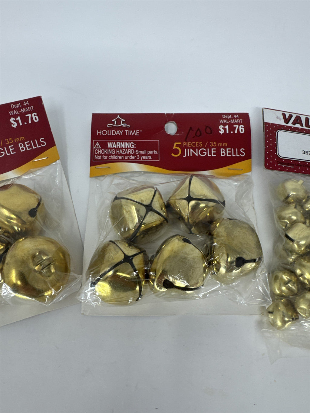 Vtg Gold Jingle Bells Lot 3 Packs Holiday Time Fibre Craft Various Sizes Vintage