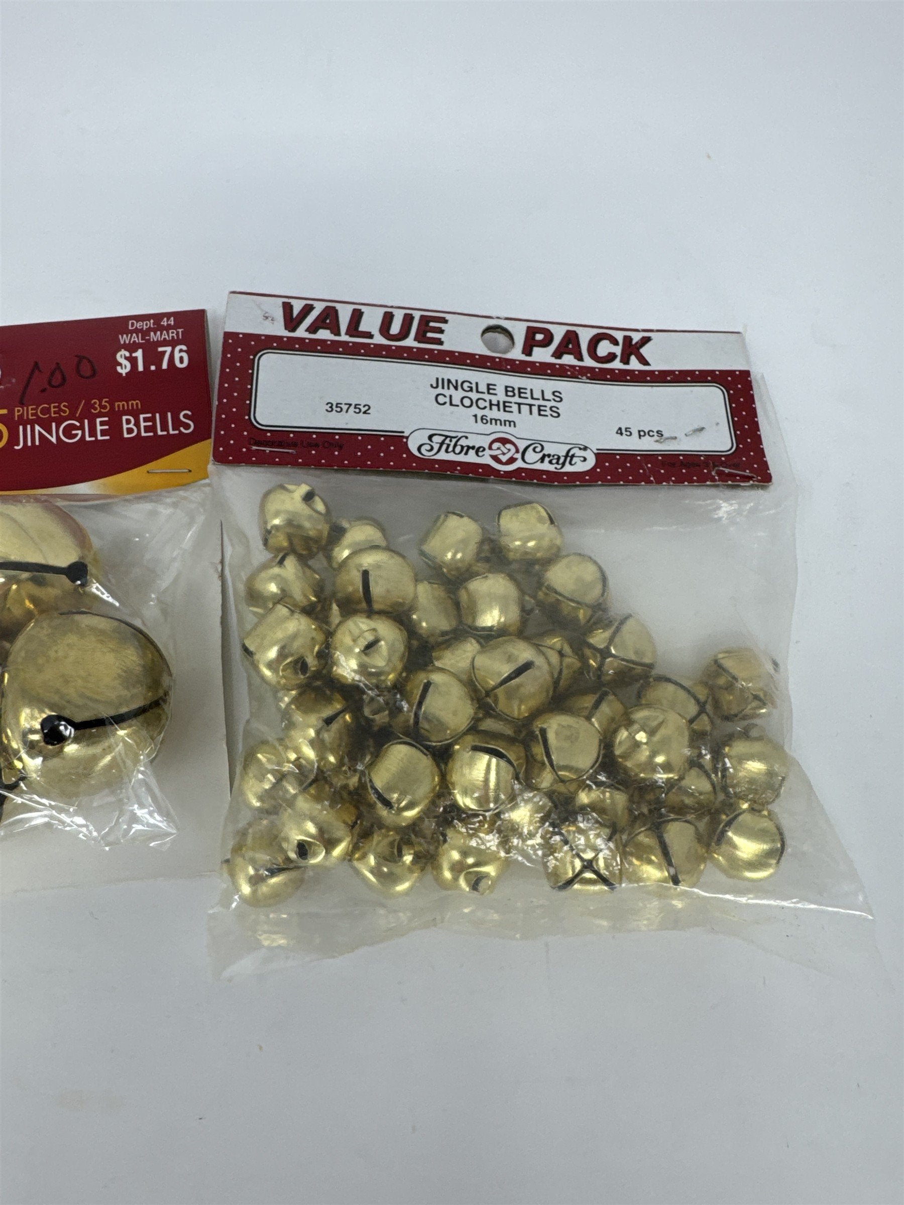 Vtg Gold Jingle Bells Lot 3 Packs Holiday Time Fibre Craft Various Sizes Vintage