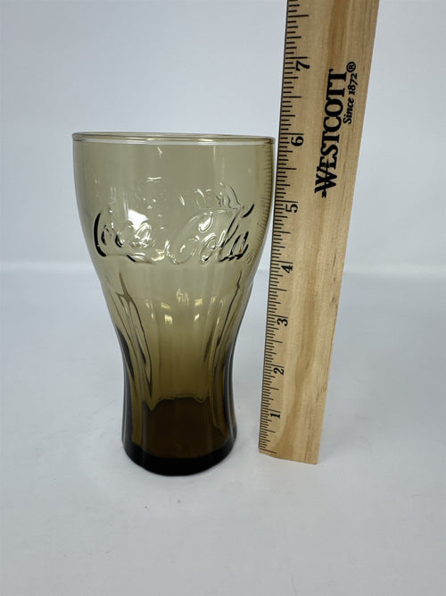 Coca Cola Brown Amber Glass 6" Tall Drinking Glass McDonalds Promo Vintage