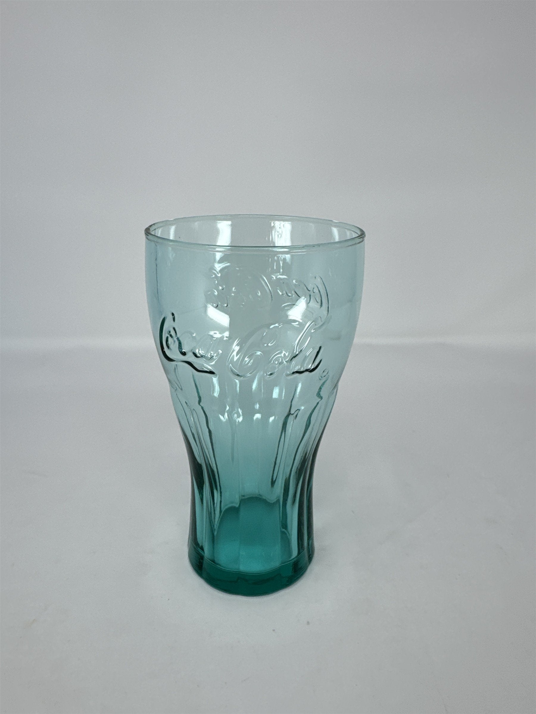Coca Cola Coke Blue Glass 6" Tall Drinking Glass McDonalds Promo Vintage