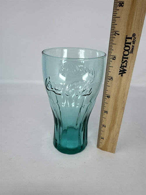 Coca Cola Coke Blue Glass 6" Tall Drinking Glass McDonalds Promo Vintage
