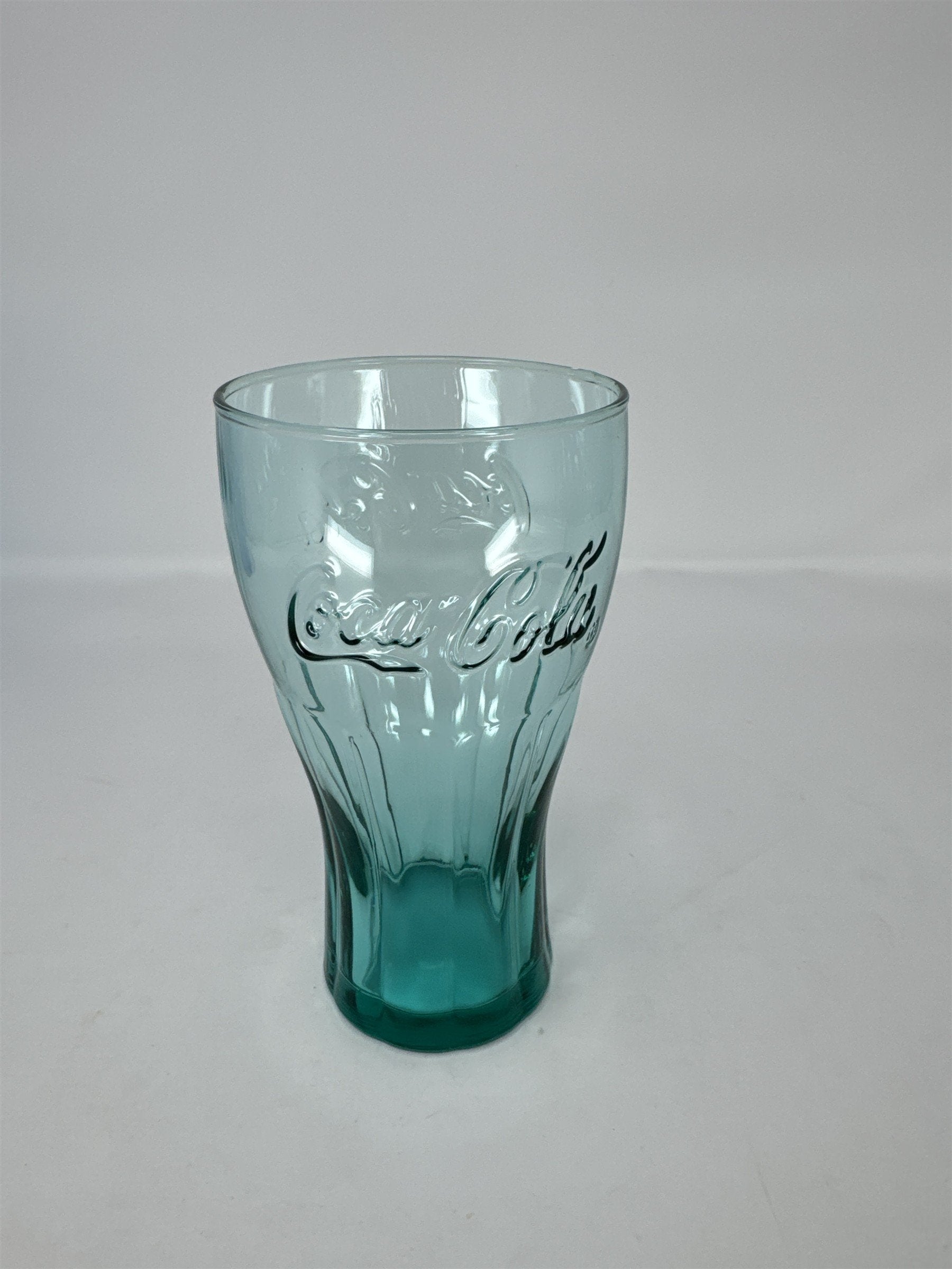 Coca Cola Coke Blue Glass 6" Tall Drinking Glass McDonalds Promo Vintage
