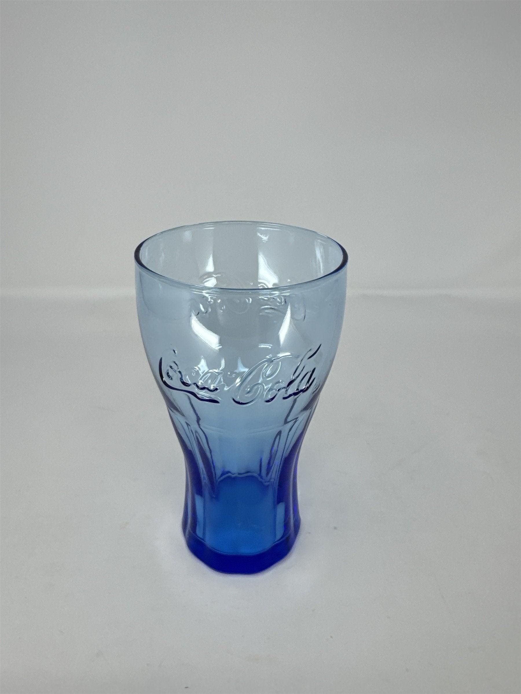 Coca Cola Coke Blue Glass 6" Tall Drinking Glass McDonalds Promo Vintage