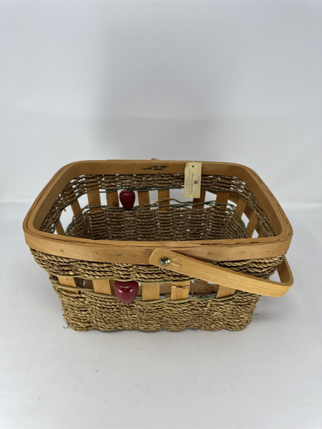Home Interiors Apples of My Eye Woven Basket Metal Scalloped Rim Liner