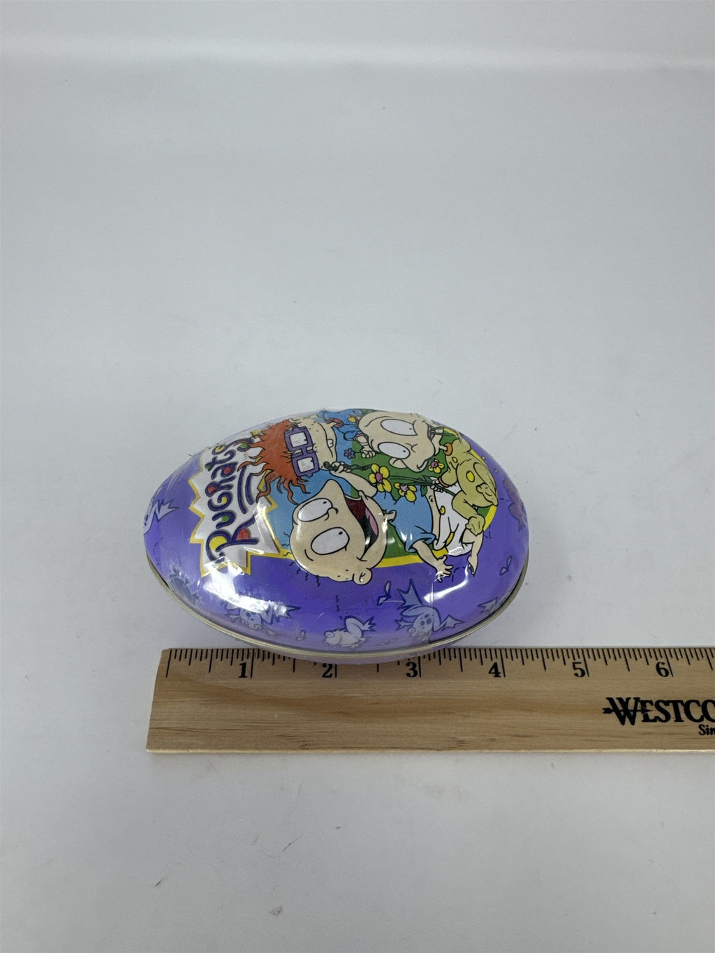 Vtg 1997 Rugrats Chuckie Candy Egg Nickelodeon Purple Metal Container