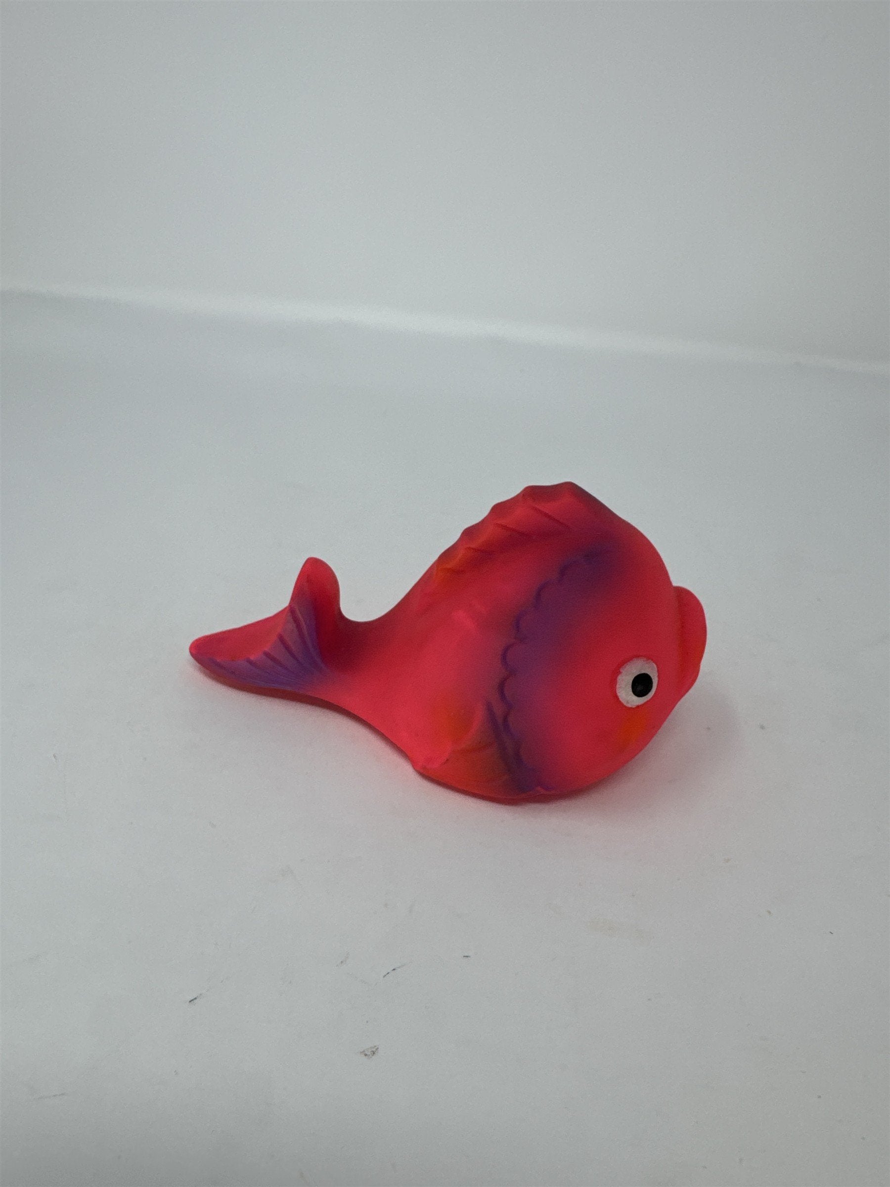 Vintage 1980s Taiwan Rubber Squeaky Toy Whale Cartoon Figure Pink Purple