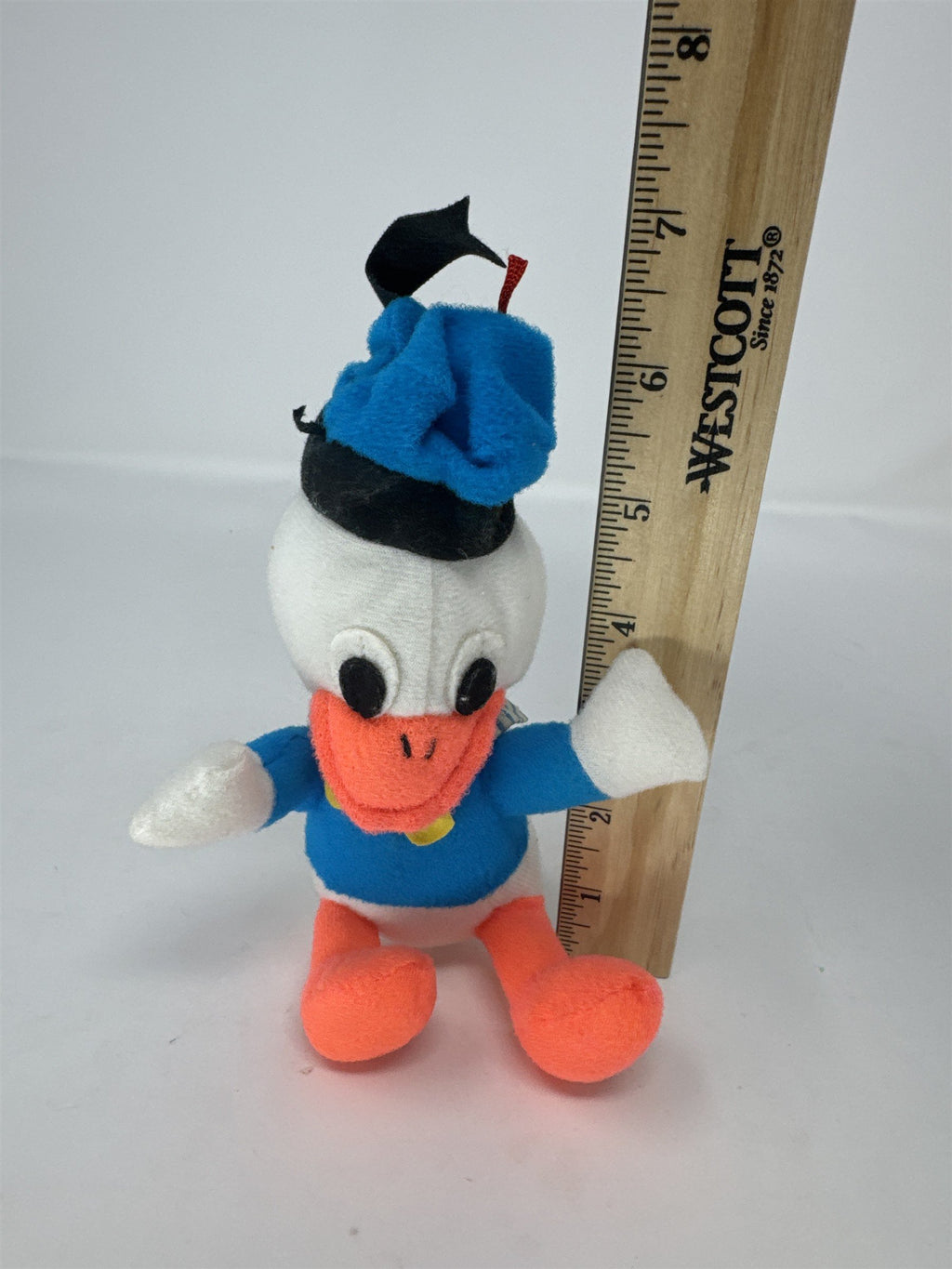Retro MCM Blue Outfit Duck Plush Figure Vintage Duck Animal (Some Staining)