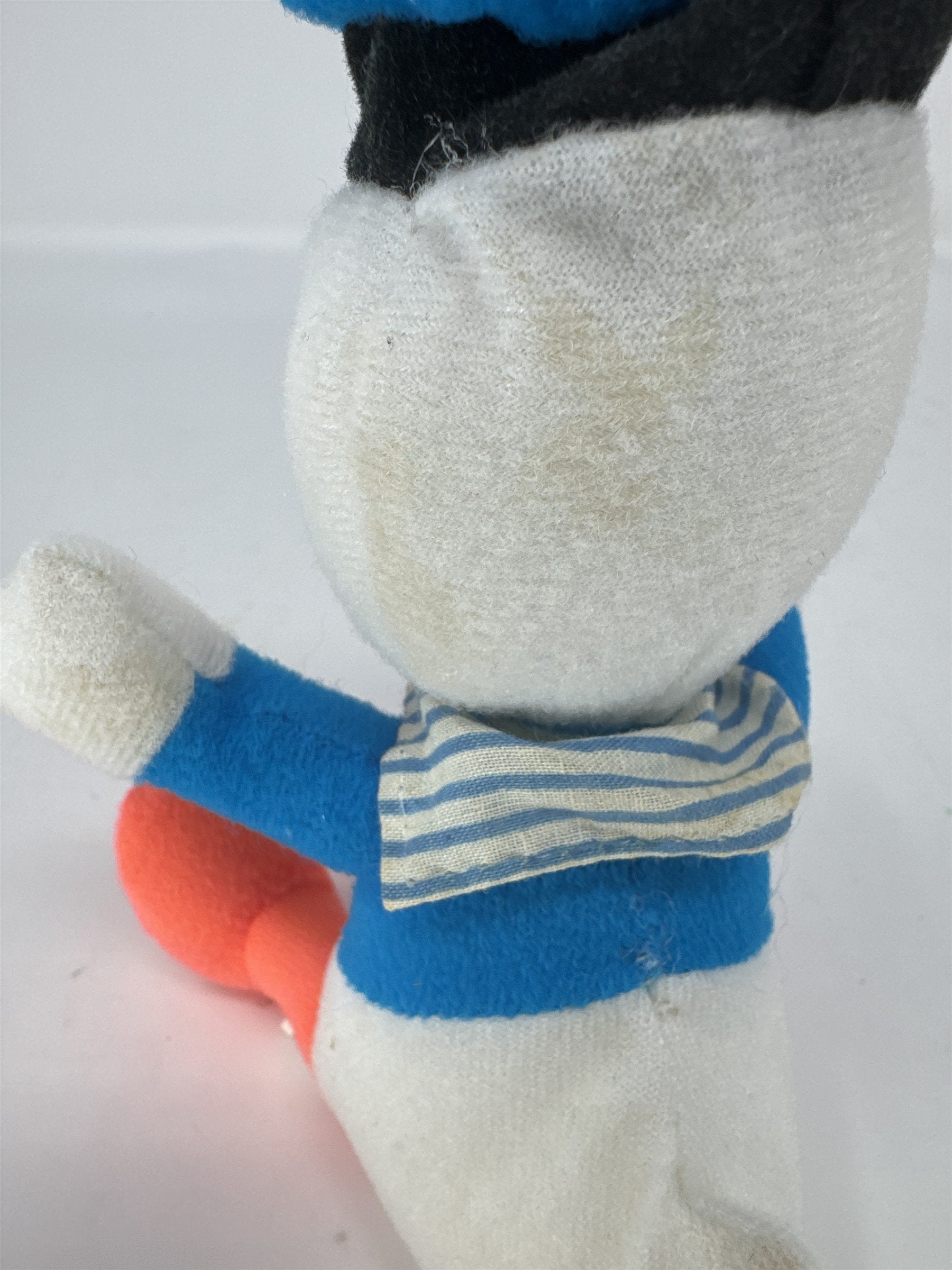 Retro MCM Blue Outfit Duck Plush Figure Vintage Duck Animal (Some Staining)