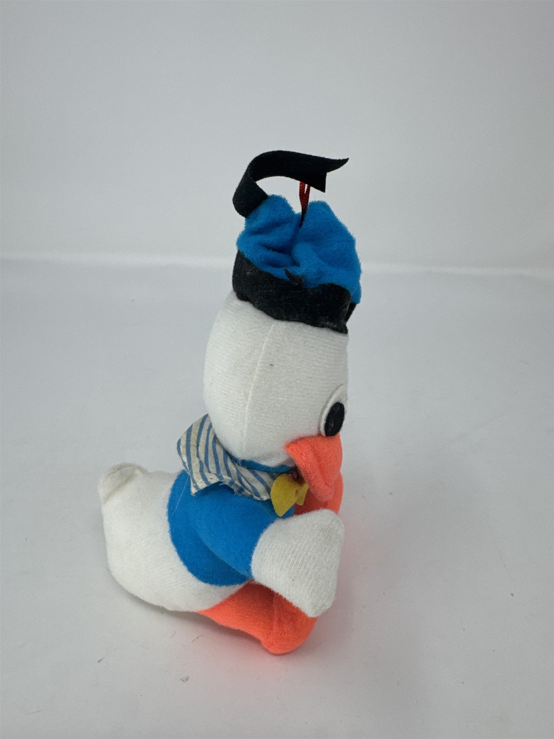 Retro MCM Blue Outfit Duck Plush Figure Vintage Duck Animal (Some Staining)