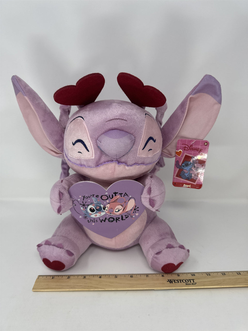 Disney Stitch Angel Valentine's Day Plush Love Heart Stuffed Animal