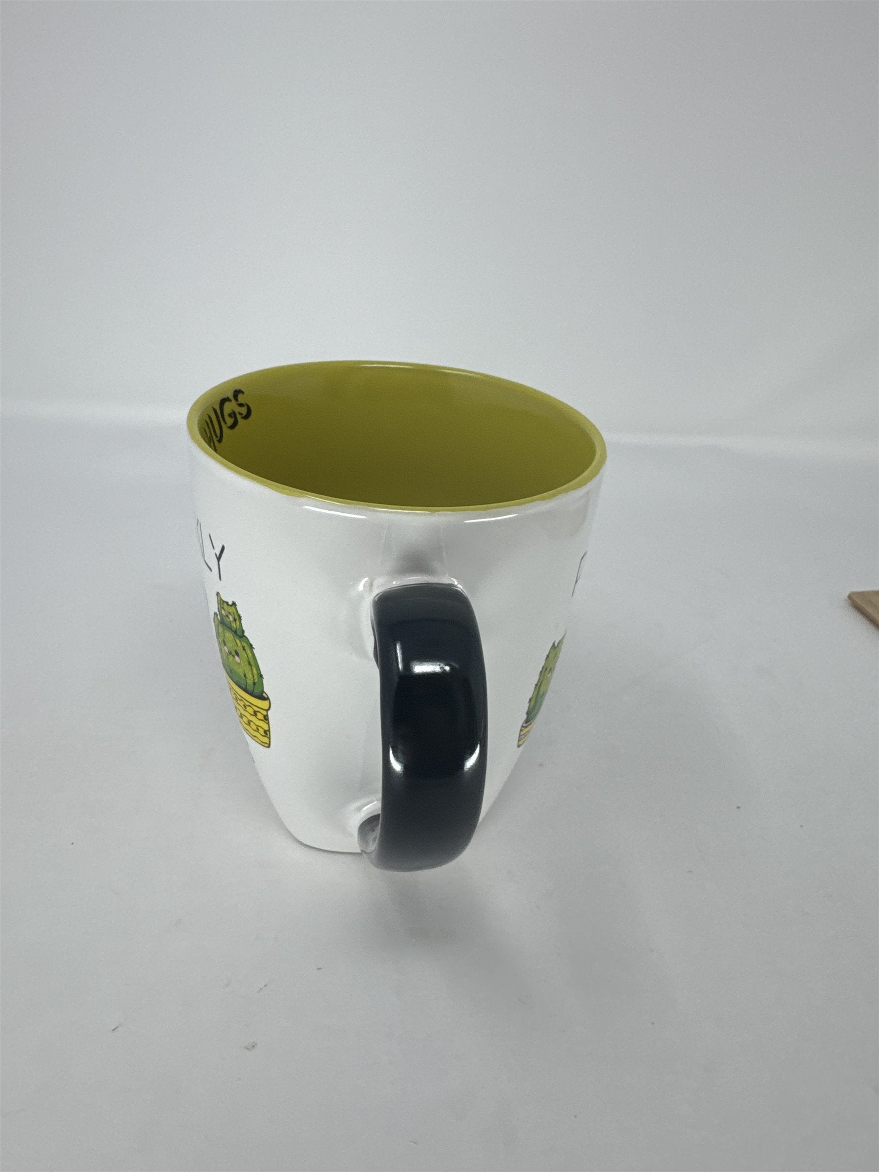 Purrickly Catcus Coffee Mug Cat Cactus Pun Free Hugs Ceramic Tea Cup Green White