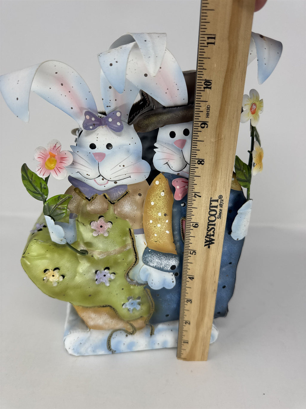Home Interiors Easter Bunny Votive Candle Holder Metal Couple Tea Light