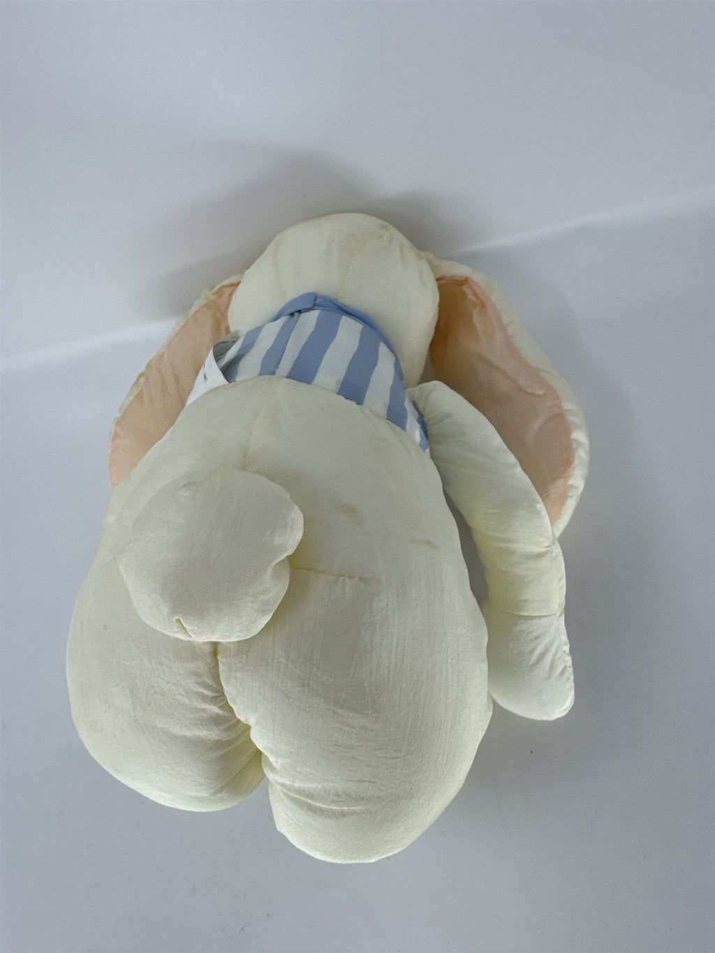 Vintage 1980s Large Easter Bunny Plush Satin Fabric Striped Vest Made In Korea