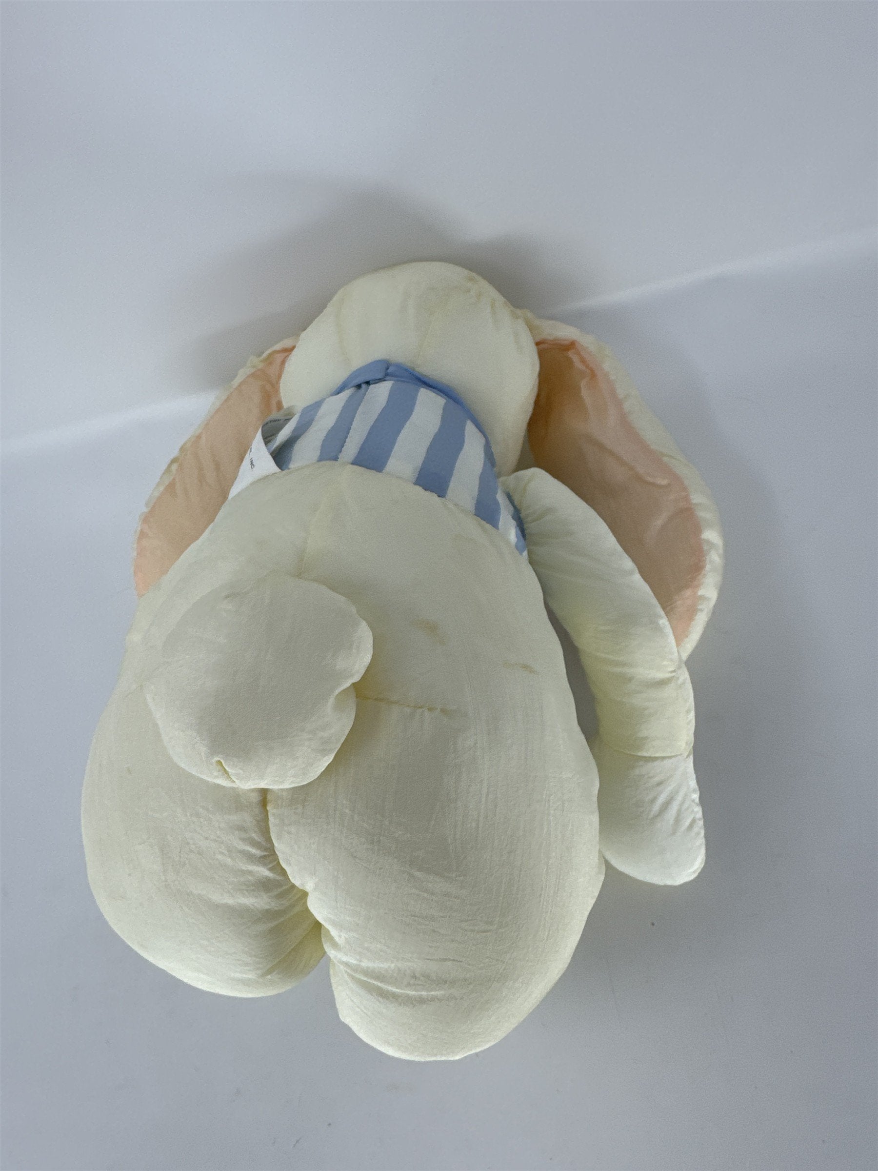 Vintage 1980s Large Easter Bunny Plush Satin Fabric Striped Vest Made In Korea