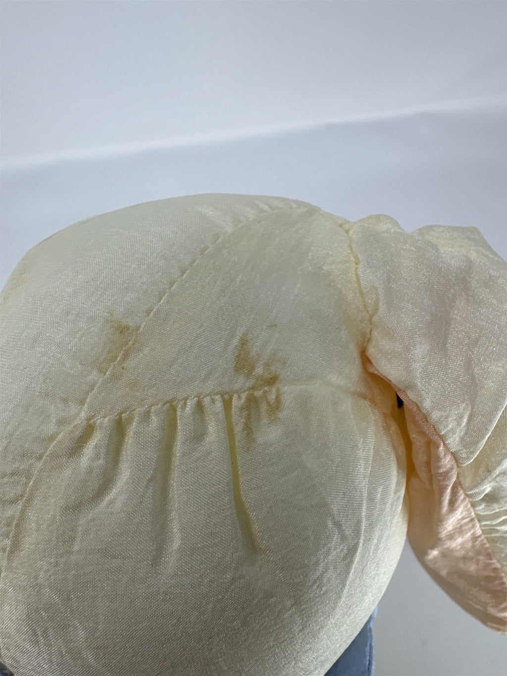 Vintage 1980s Large Easter Bunny Plush Satin Fabric Striped Vest Made In Korea