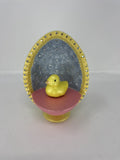 Vintage Hand Painted Easter Egg Figurine Yellow Duckling Rhinestone Diorama