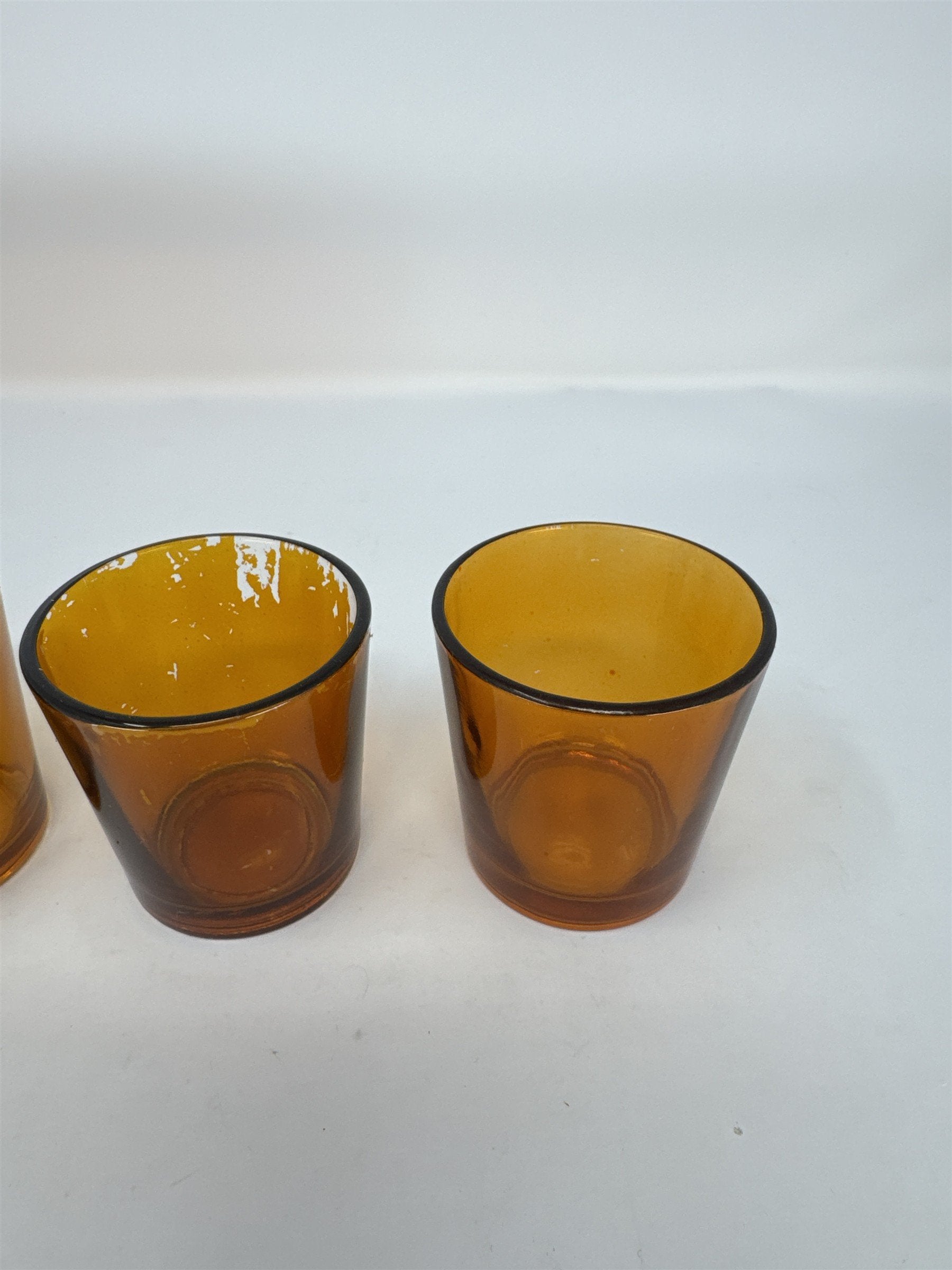 Set of 5 Amber Orange Glass Votive Tea Light Candle Holder Replacement Cups READ